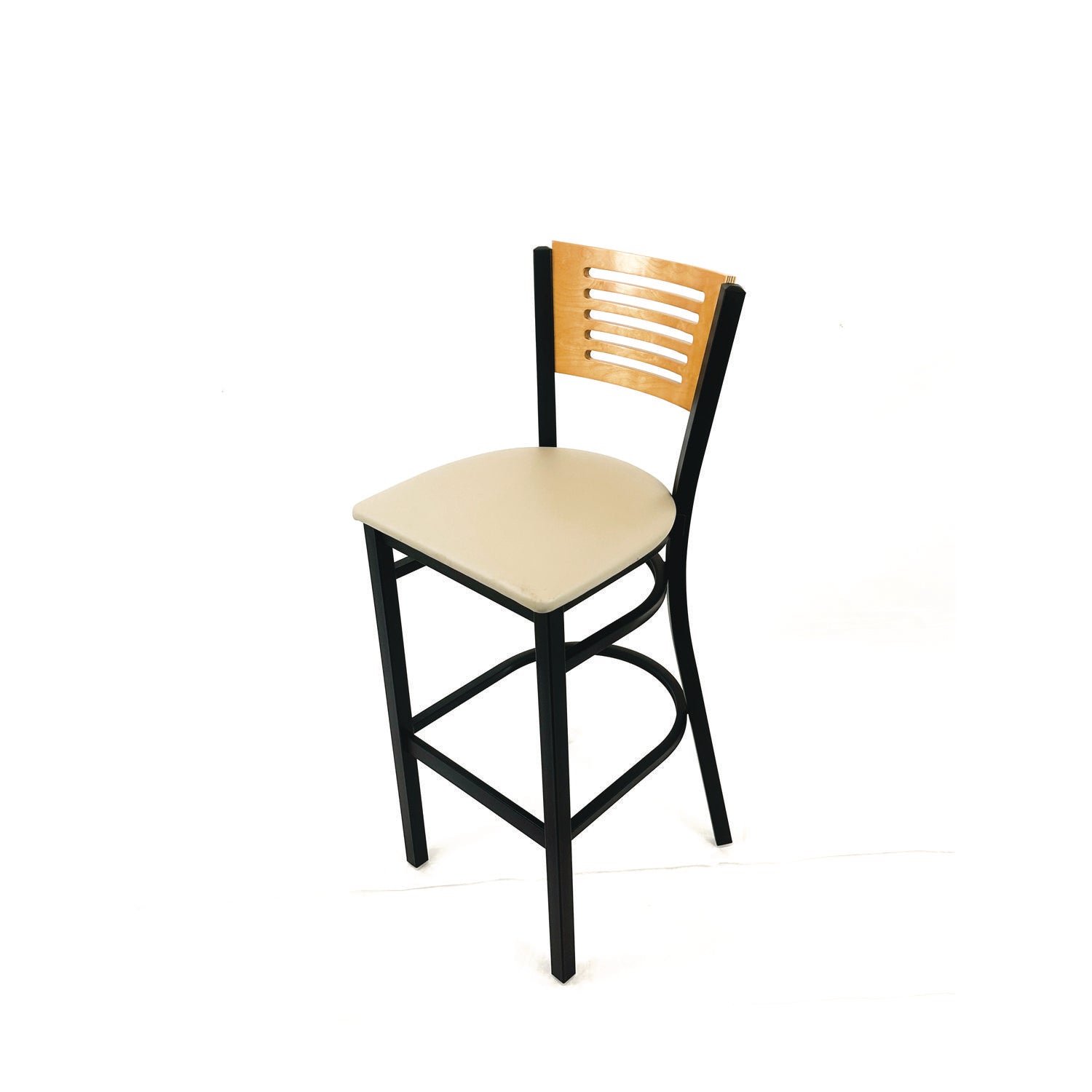 JMC Furniture Jones River Series Barstool, Supports Up to 300 lb, 28.5" Seat Height, Taupe Seat, Natural Back, Black Base