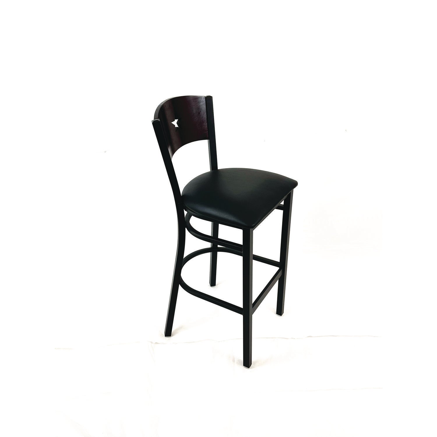 JMC Furniture Liberty Series Barstool, Supports Up to 300 lb, 28.5" Seat Height, Black Seat, Dark Mahogany Back, Black Base