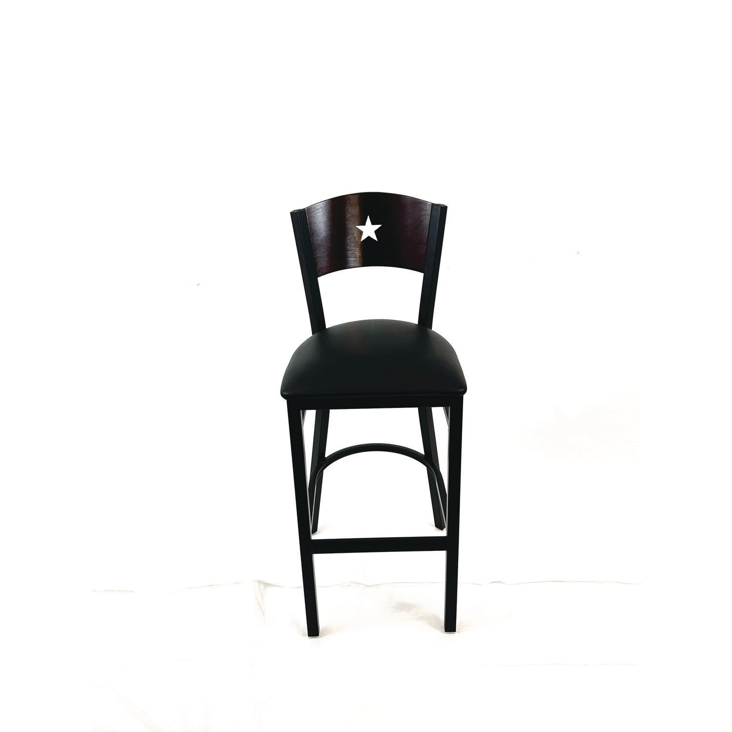 JMC Furniture Liberty Series Barstool, Supports Up to 300 lb, 28.5" Seat Height, Black Seat, Dark Mahogany Back, Black Base