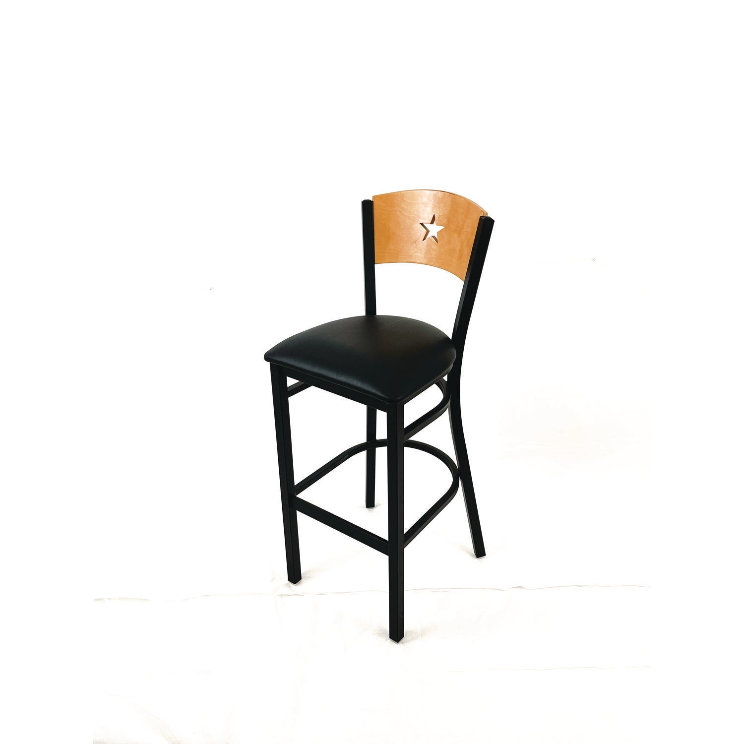 JMC Furniture Liberty Series Barstool, Supports Up to 300 lb, 28.5" Seat Height, Black Seat, Natural Back, Black Base