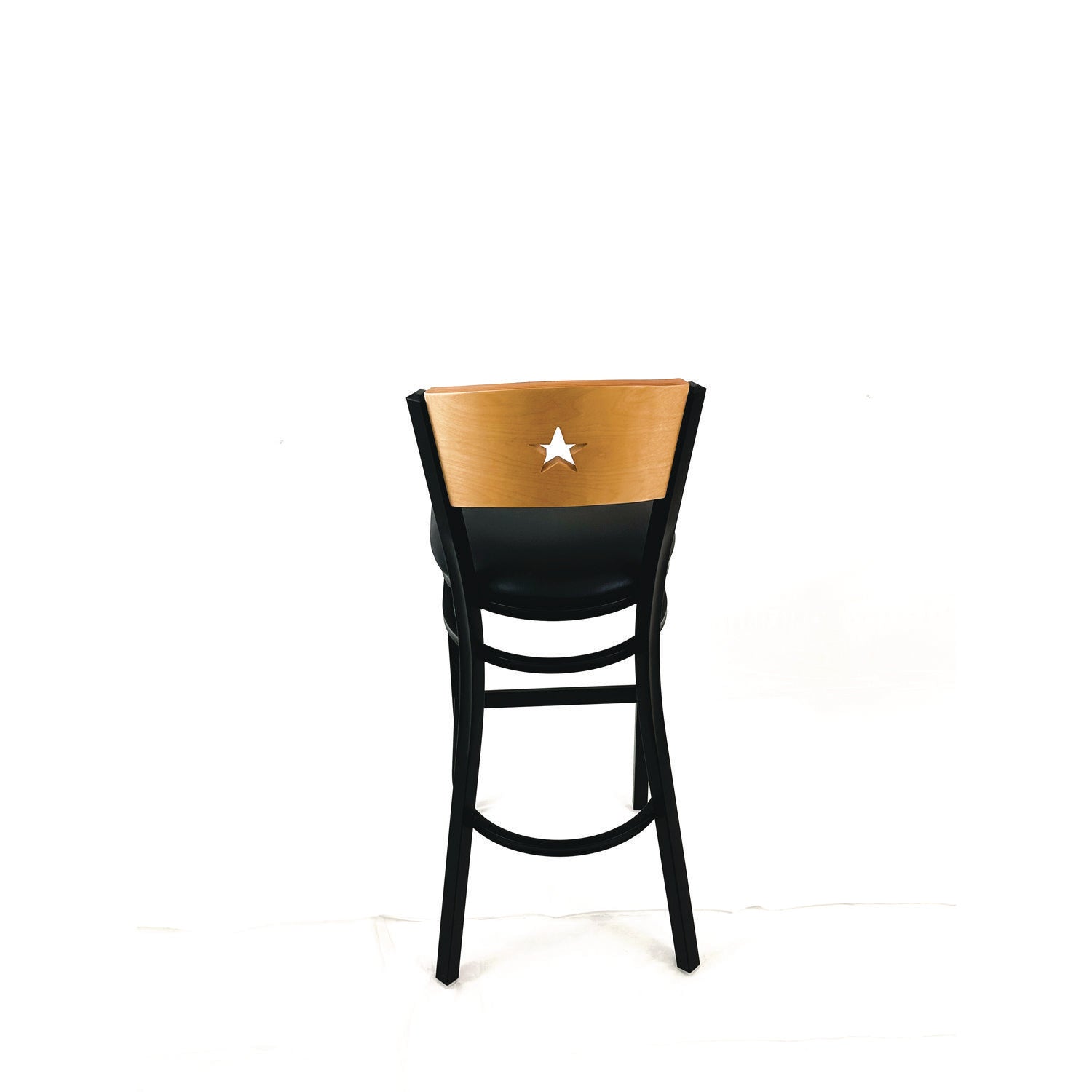 JMC Furniture Liberty Series Barstool, Supports Up to 300 lb, 28.5" Seat Height, Black Seat, Natural Back, Black Base