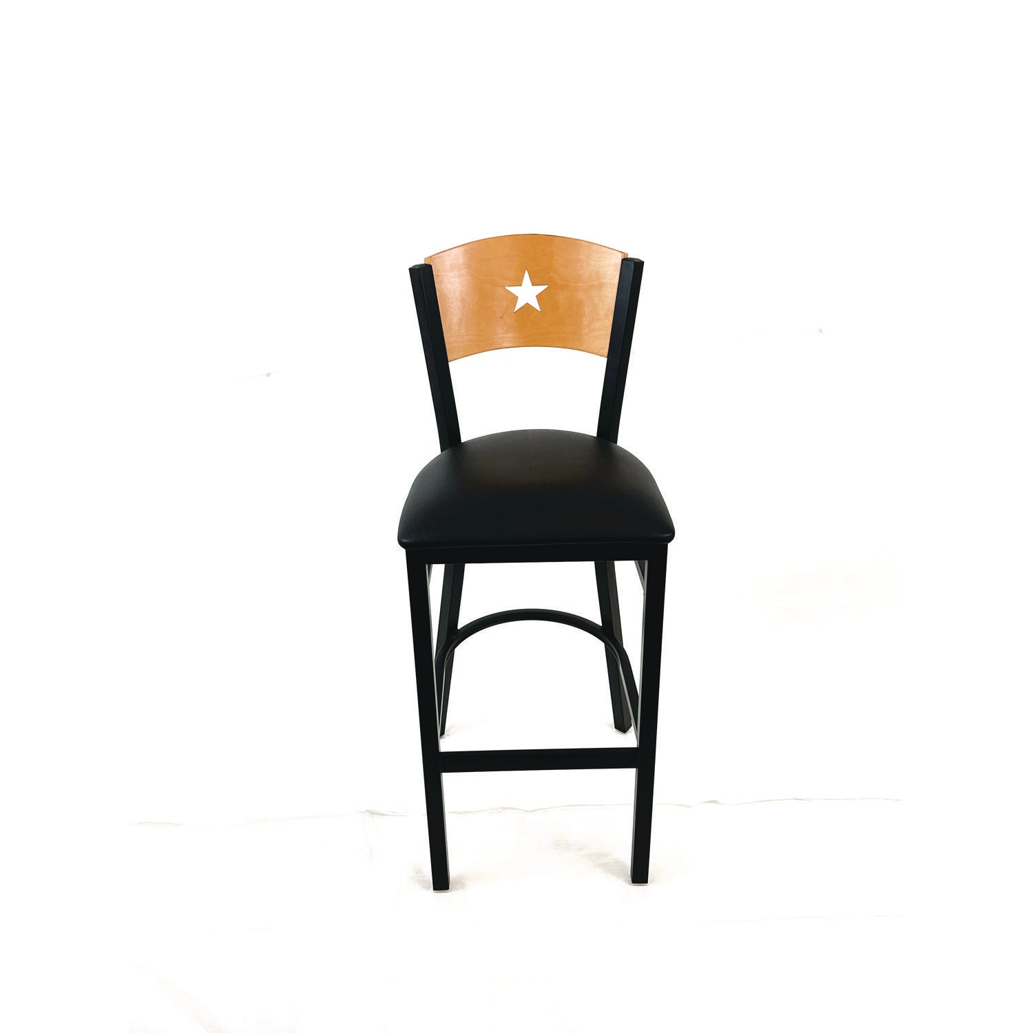 JMC Furniture Liberty Series Barstool, Supports Up to 300 lb, 28.5" Seat Height, Black Seat, Natural Back, Black Base