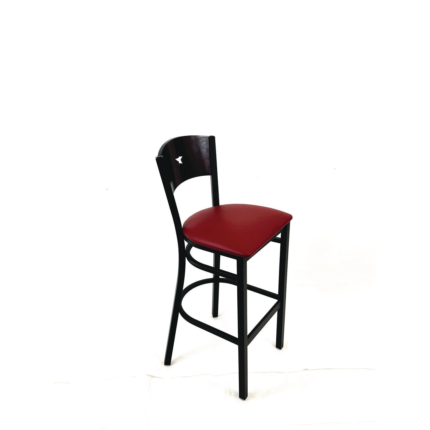 JMC Furniture Liberty Series Barstool, Supports Up to 300 lb, 28.5" Seat Height, Burgundy Seat, Dark Mahogany Back, Black Base