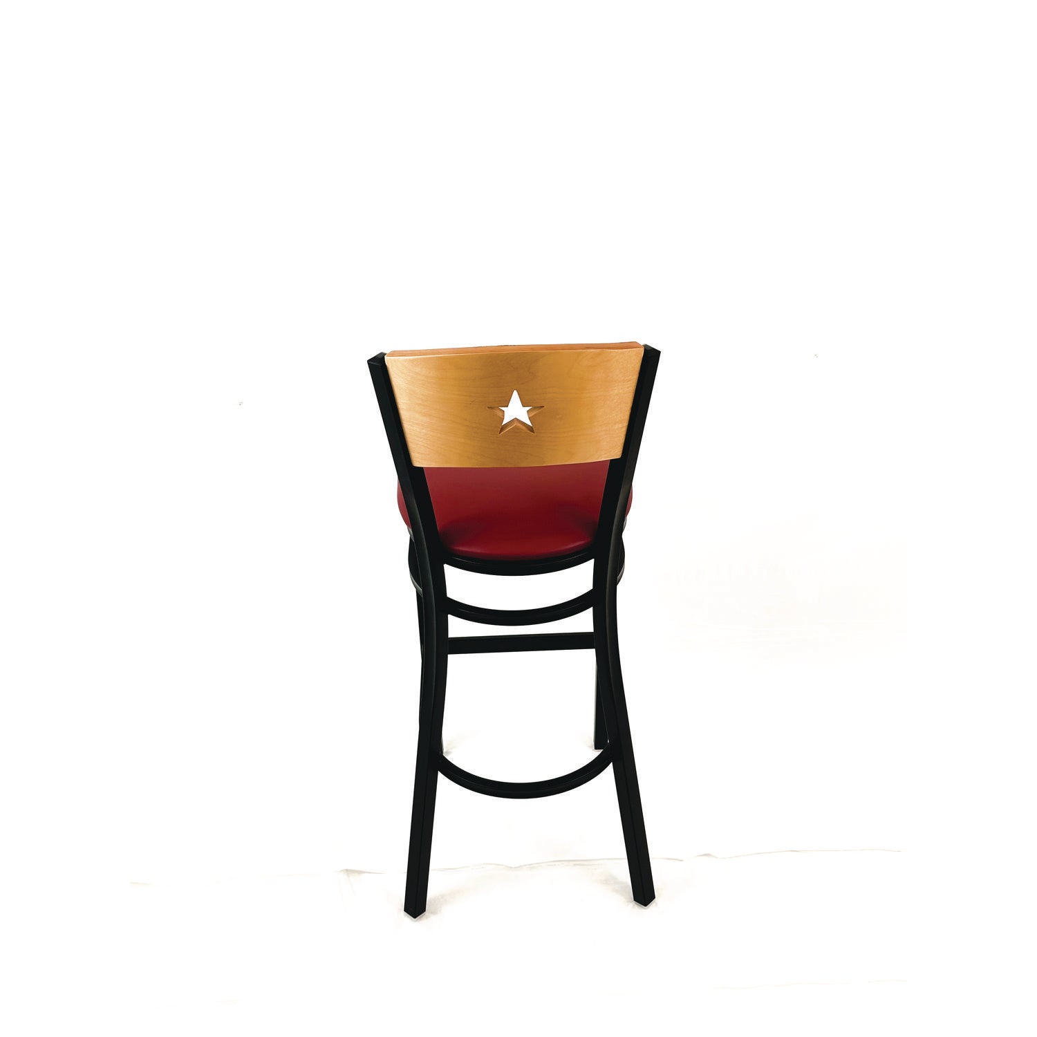 JMC Furniture Liberty Series Barstool, Supports Up to 300 lb, 28.5" Seat Height, Burgundy Seat, Natural Back, Black Base