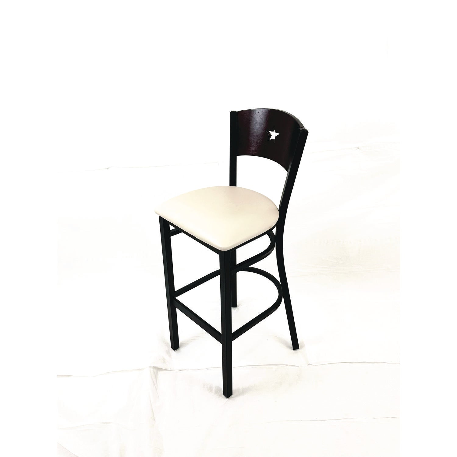 JMC Furniture Liberty Series Barstool, Supports Up to 300 lb, 28.5" Seat Height, Cream Seat, Dark Mahogany Back, Black Base