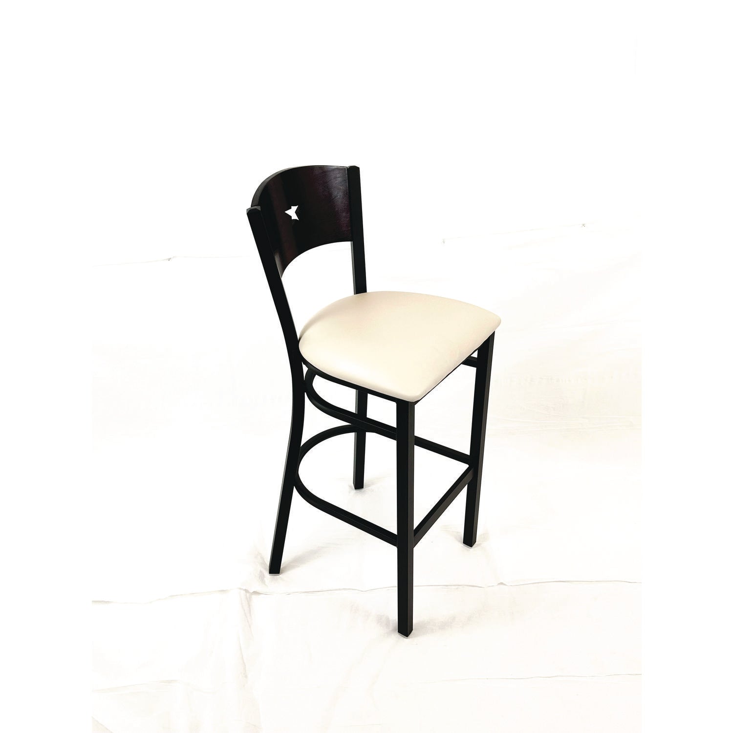 JMC Furniture Liberty Series Barstool, Supports Up to 300 lb, 28.5" Seat Height, Cream Seat, Dark Mahogany Back, Black Base