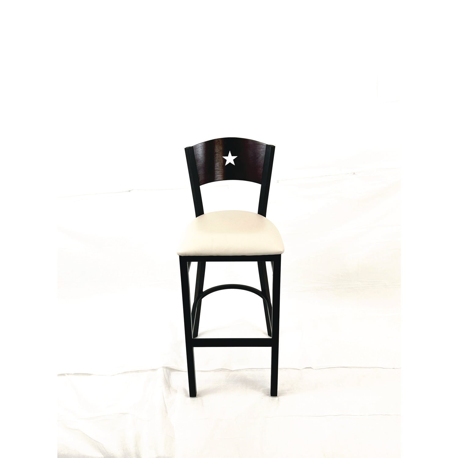 JMC Furniture Liberty Series Barstool, Supports Up to 300 lb, 28.5" Seat Height, Cream Seat, Dark Mahogany Back, Black Base