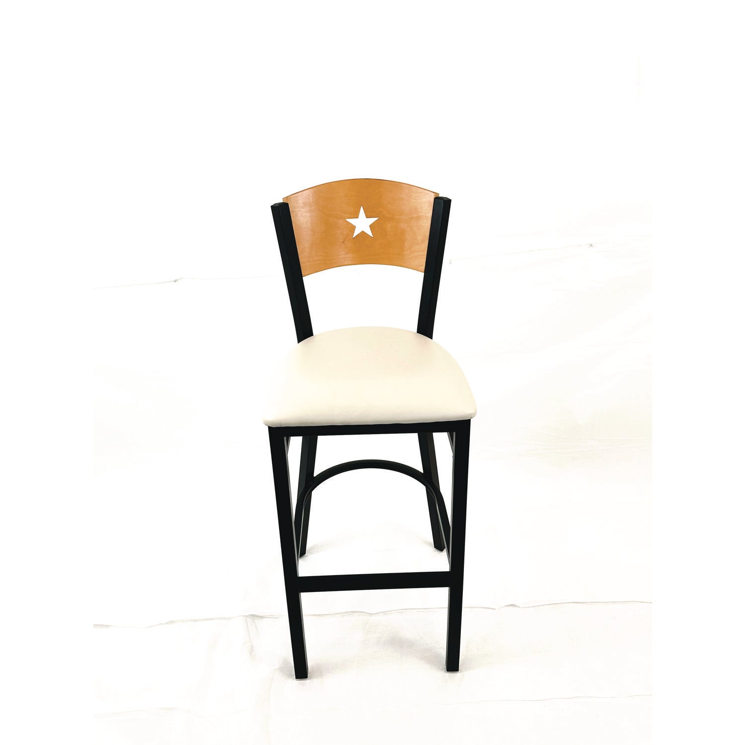 JMC Furniture Liberty Series Barstool, Supports Up to 300 lb, 28.5" Seat Height, Cream Seat, Natural Back, Black Base