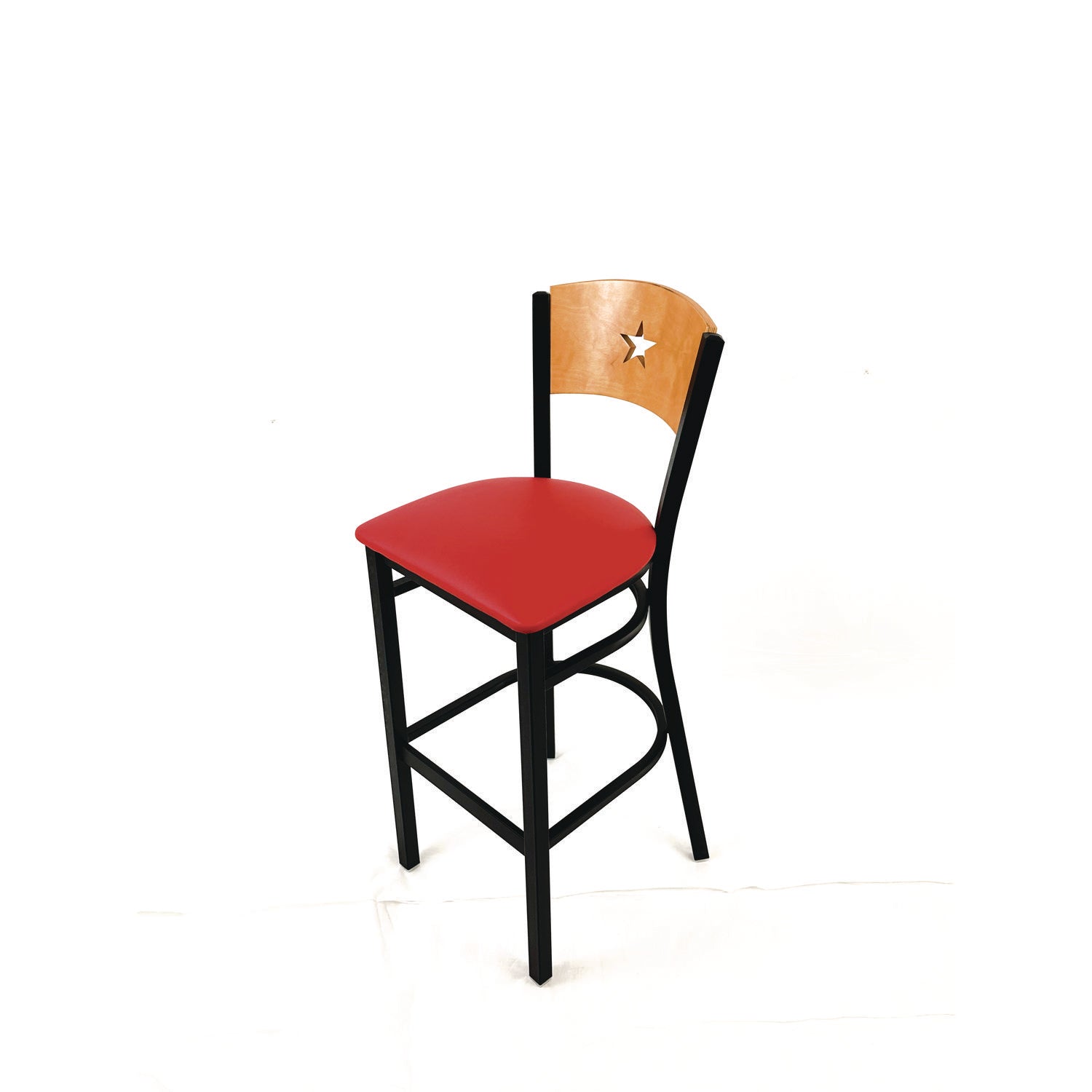 JMC Furniture Liberty Series Barstool, Supports Up to 300 lb, 28.5" Seat Height, Red Seat, Natural Back, Black Base