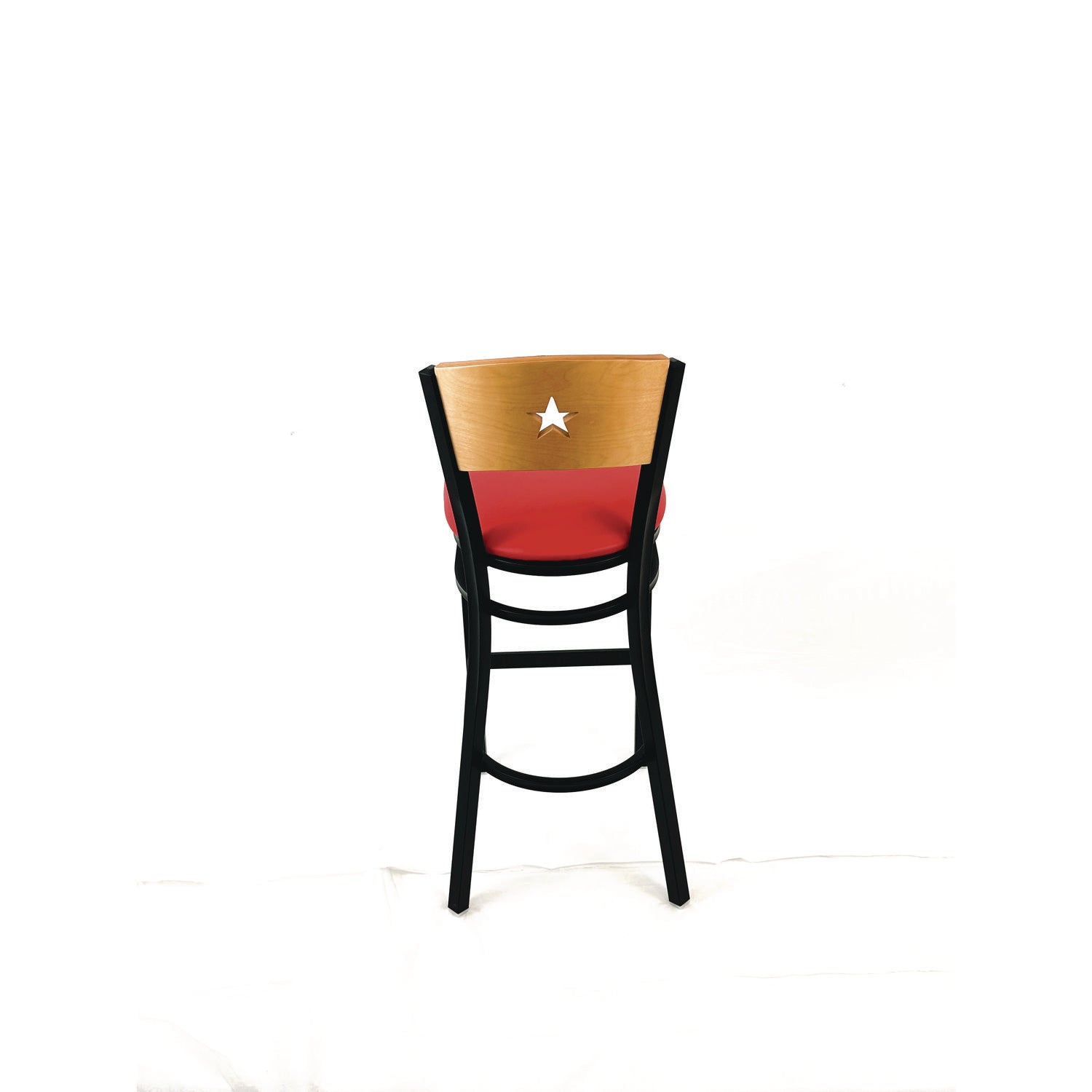 JMC Furniture Liberty Series Barstool, Supports Up to 300 lb, 28.5" Seat Height, Red Seat, Natural Back, Black Base