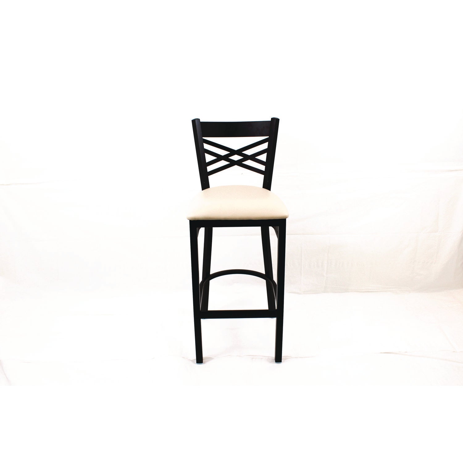 JMC Furniture X Series Barstool, Supports Up to 300 lb, 29.5" Seat Height, Cream Seat, Black Back, Black Base