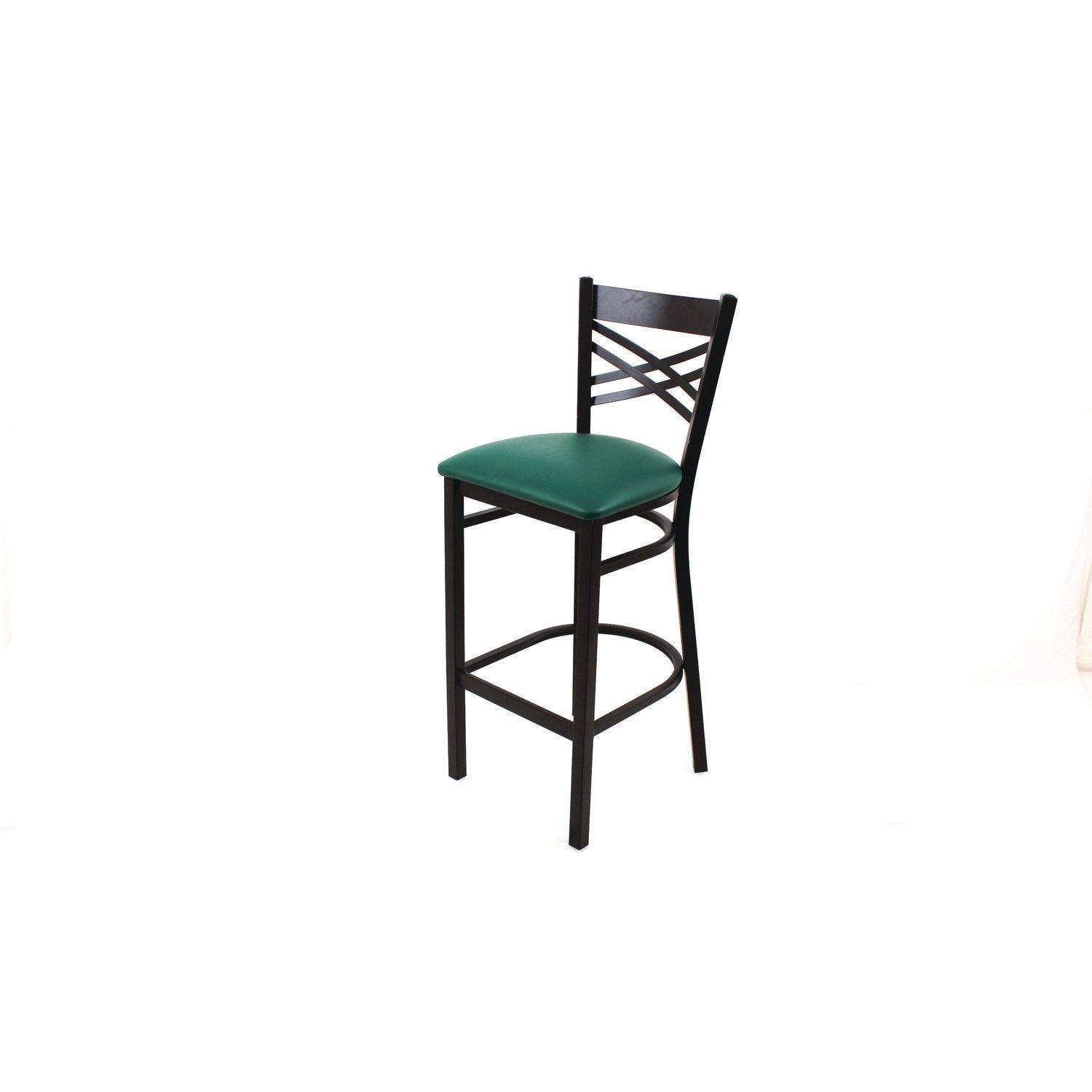 JMC Furniture X Series Barstool, Supports Up to 300 lb, 29.5" Seat Height, Green Seat, Black Back, Black Base
