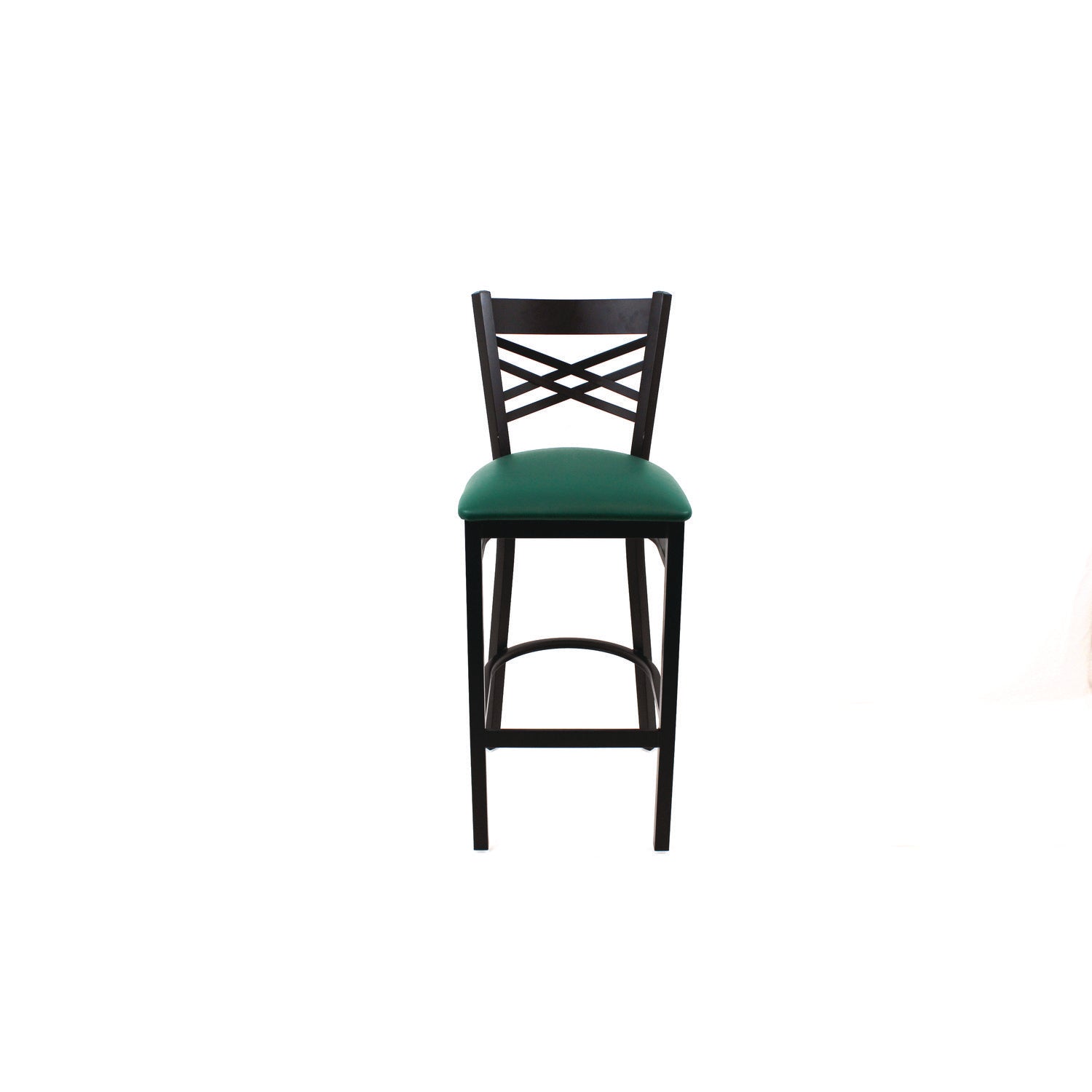 JMC Furniture X Series Barstool, Supports Up to 300 lb, 29.5" Seat Height, Green Seat, Black Back, Black Base