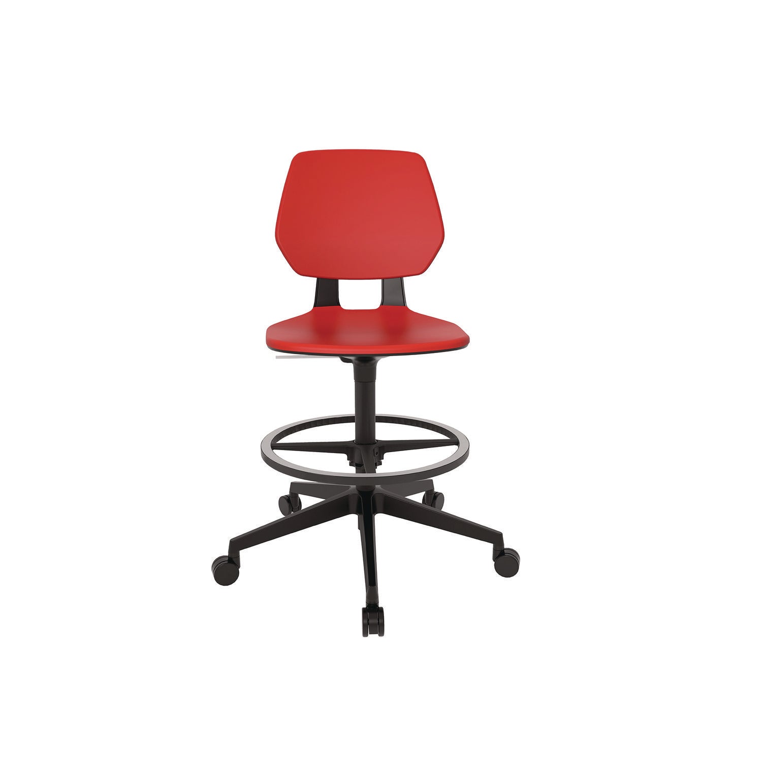 Safco® Commute Extended Height Task Chair, Supports Up to 275 lb, 18.25" to 22.25" Seat Height, Red/Black