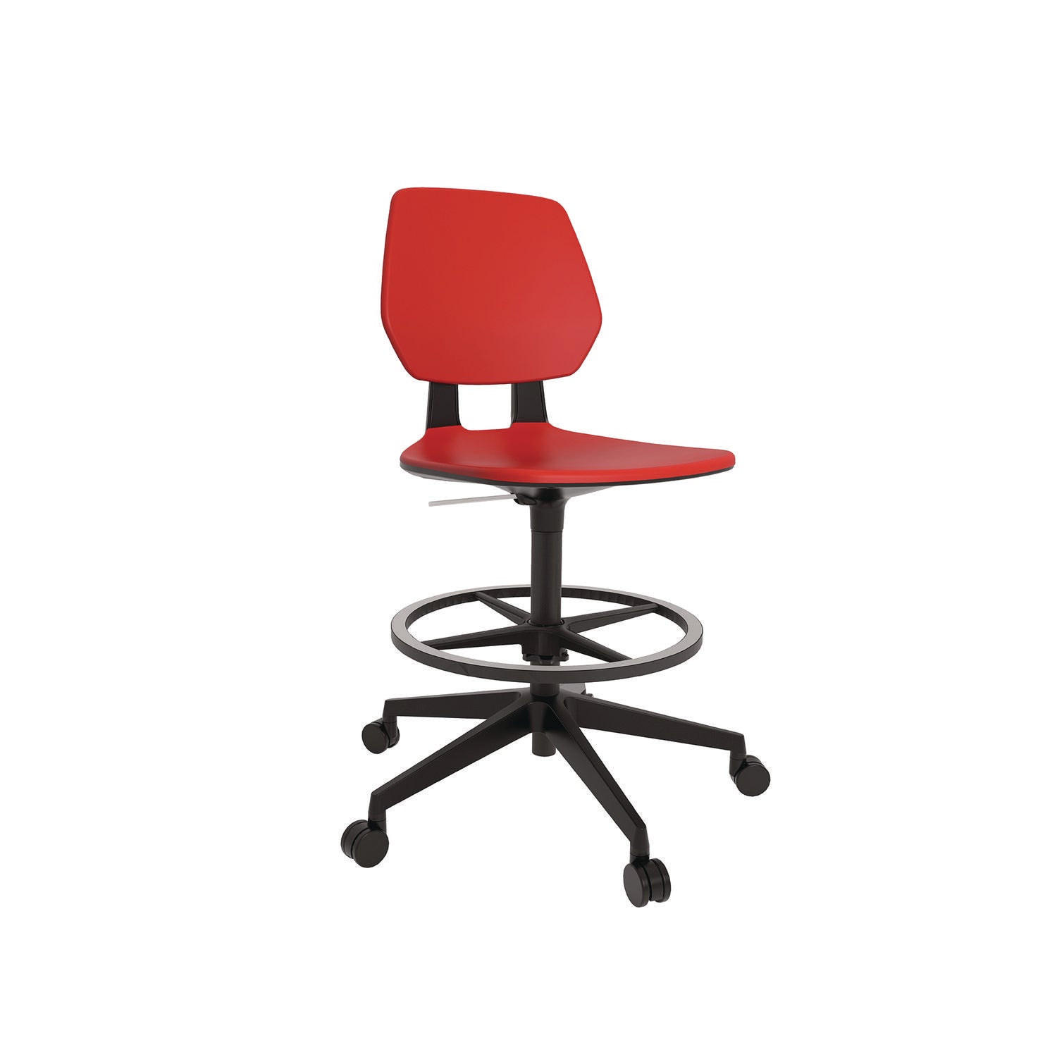 Commute Extended Height Task Chair, Supports Up to 275 lbs, 18.25" to 22.25" Seat Height, Red/Black