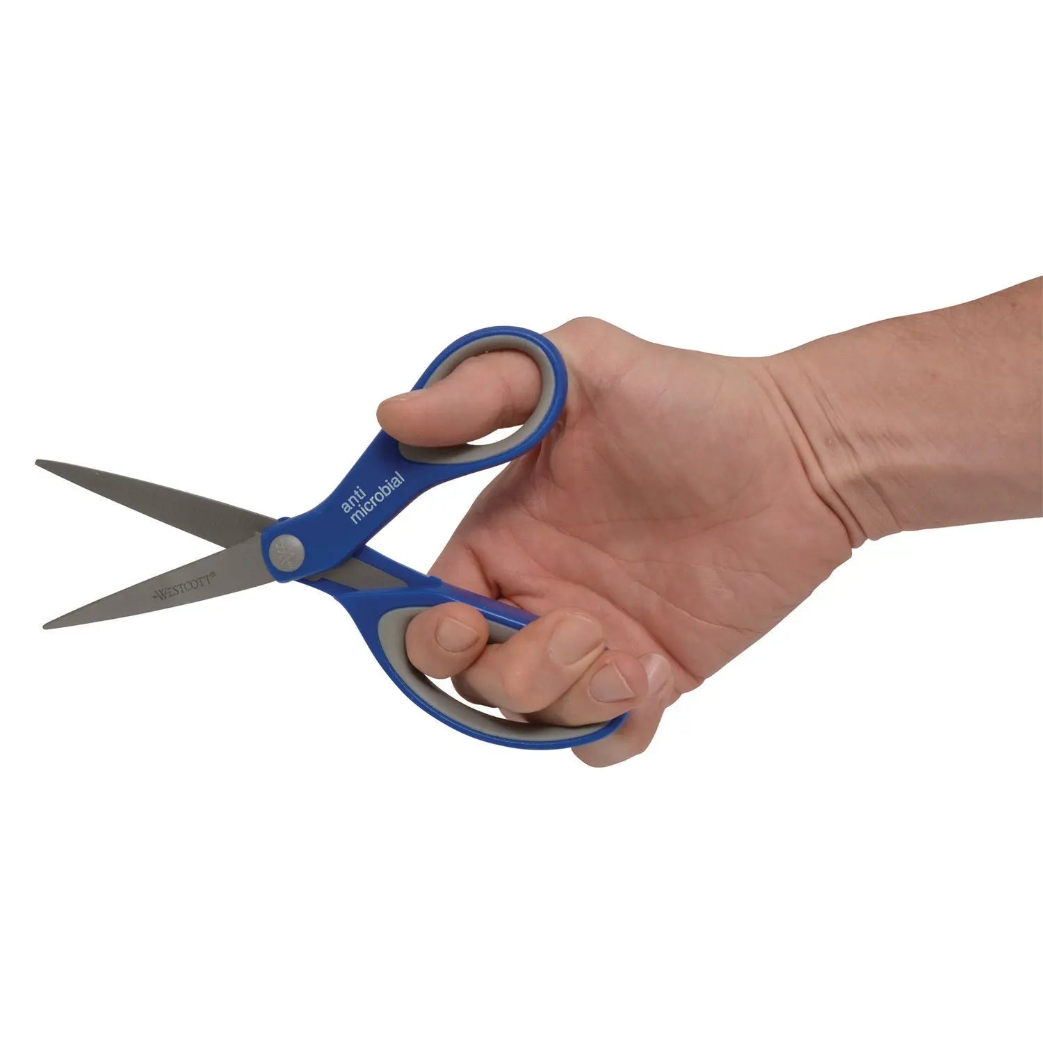 Scissors with Antimicrobial Protection, 8" Long, 3.25" Cut Length, Straight Blue/Gray Handle, 3/Pack Westcott® Flipcost