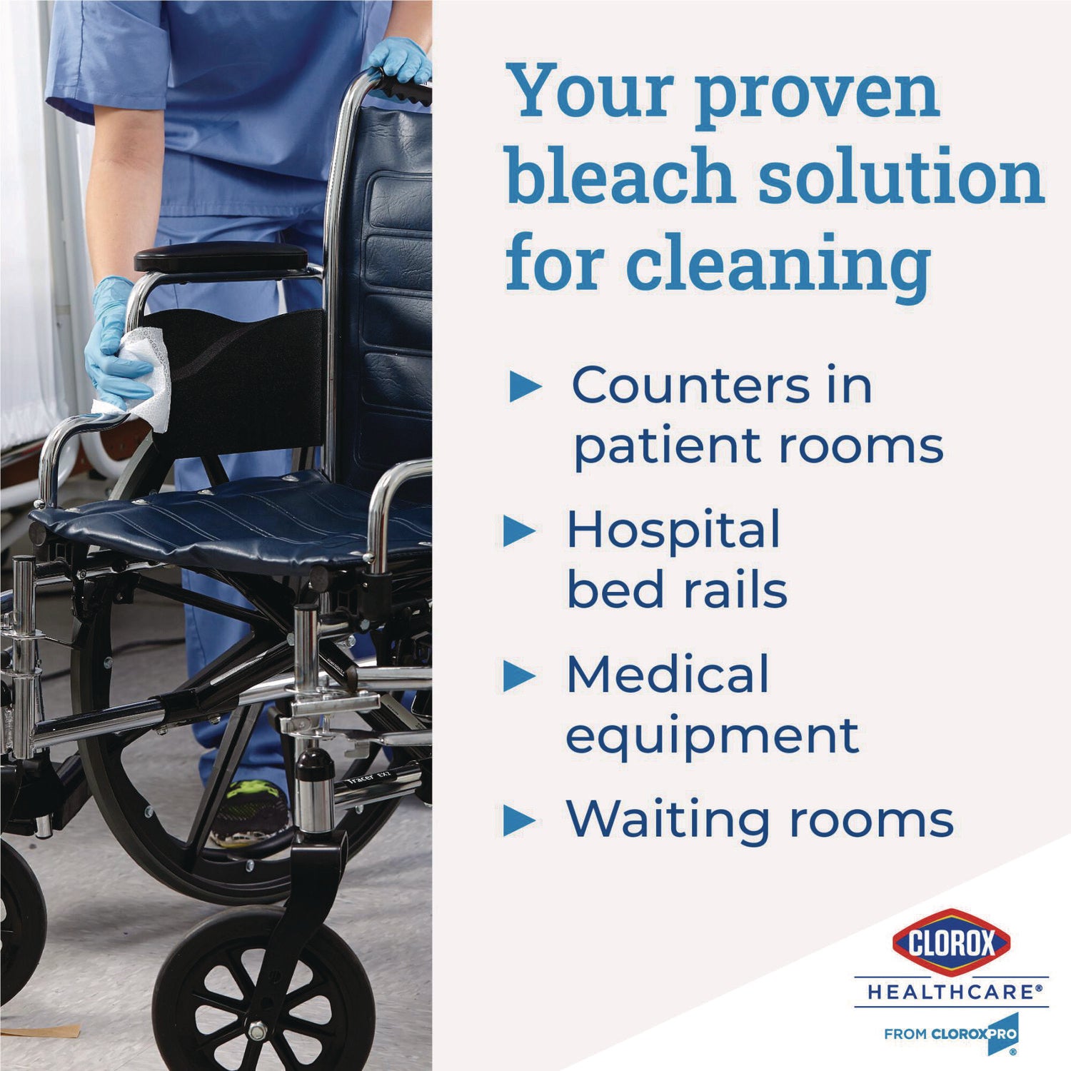 Clorox Healthcare® Bleach Germicidal Wipes, 1-Ply, 12 x 12, Unscented, White, 110/Refill, 2 Refills/Carton