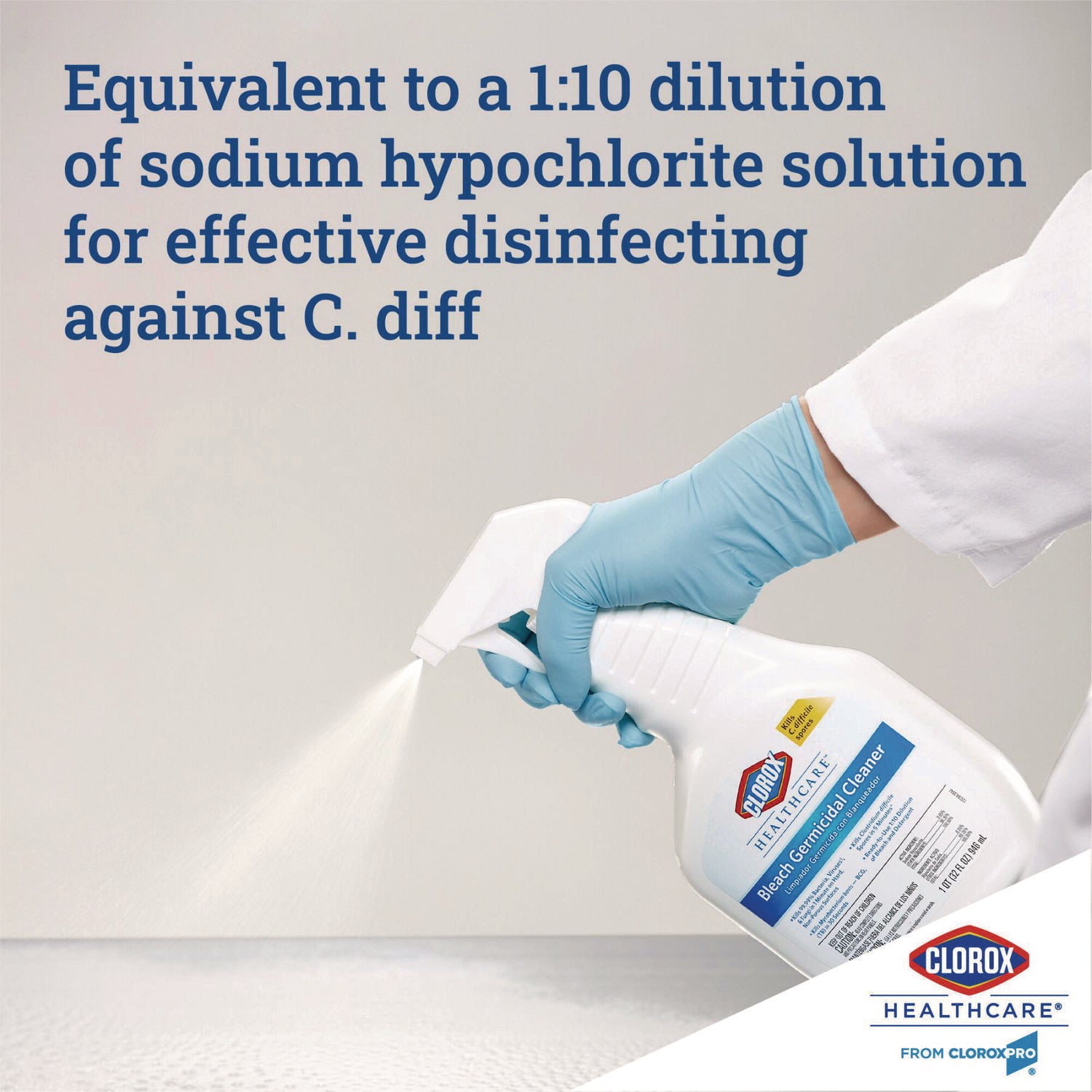 Clorox Healthcare® Bleach Germicidal Cleaner, 32 Oz Spray Bottle, 6/carton