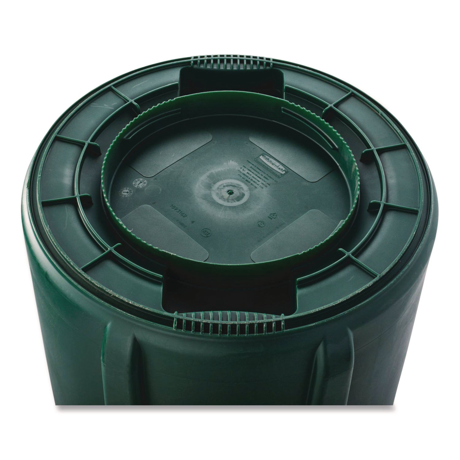 Rubbermaid® Commercial Vented Round Brute Container, 32 gal, Plastic, Dark Green