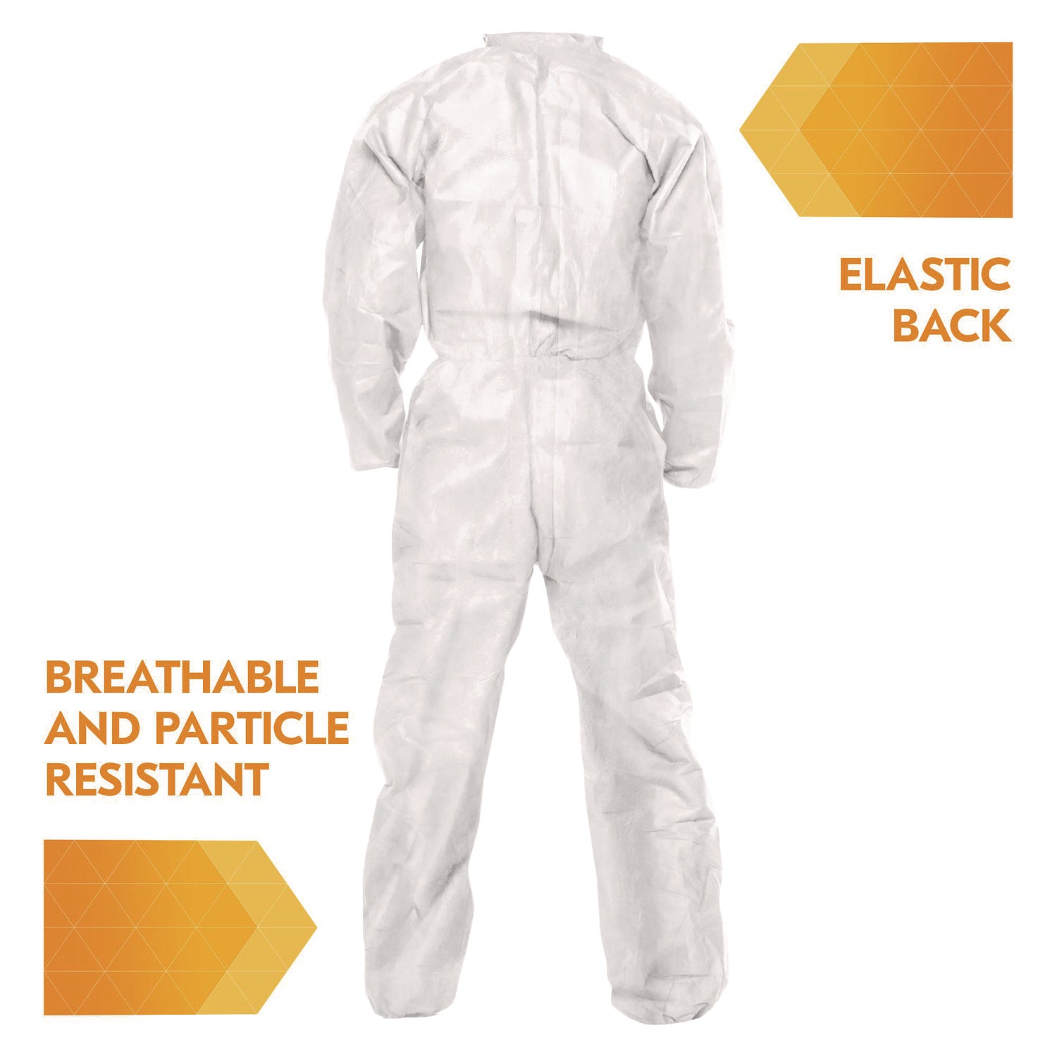 KleenGuard™ A20 Breathable Particle Protection Coveralls, Zip Front, Elastic Back, Wrists, Ankles, 3X-Large, White, 20/Carton