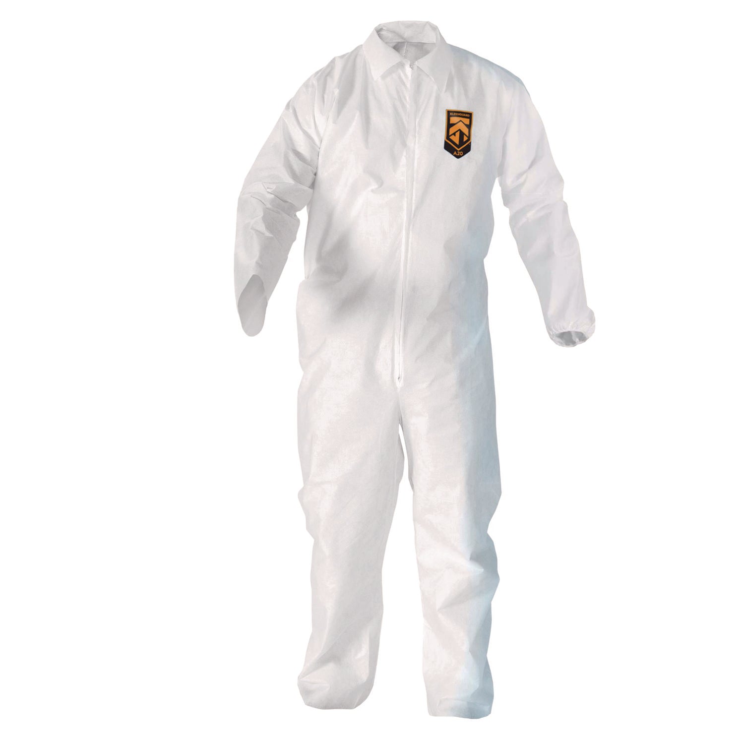 KleenGuard™ A20 Breathable Particle Protection Coveralls, Zip Front, Elastic Back, Wrists, Ankles, 4X-Large, White, 20/Carton