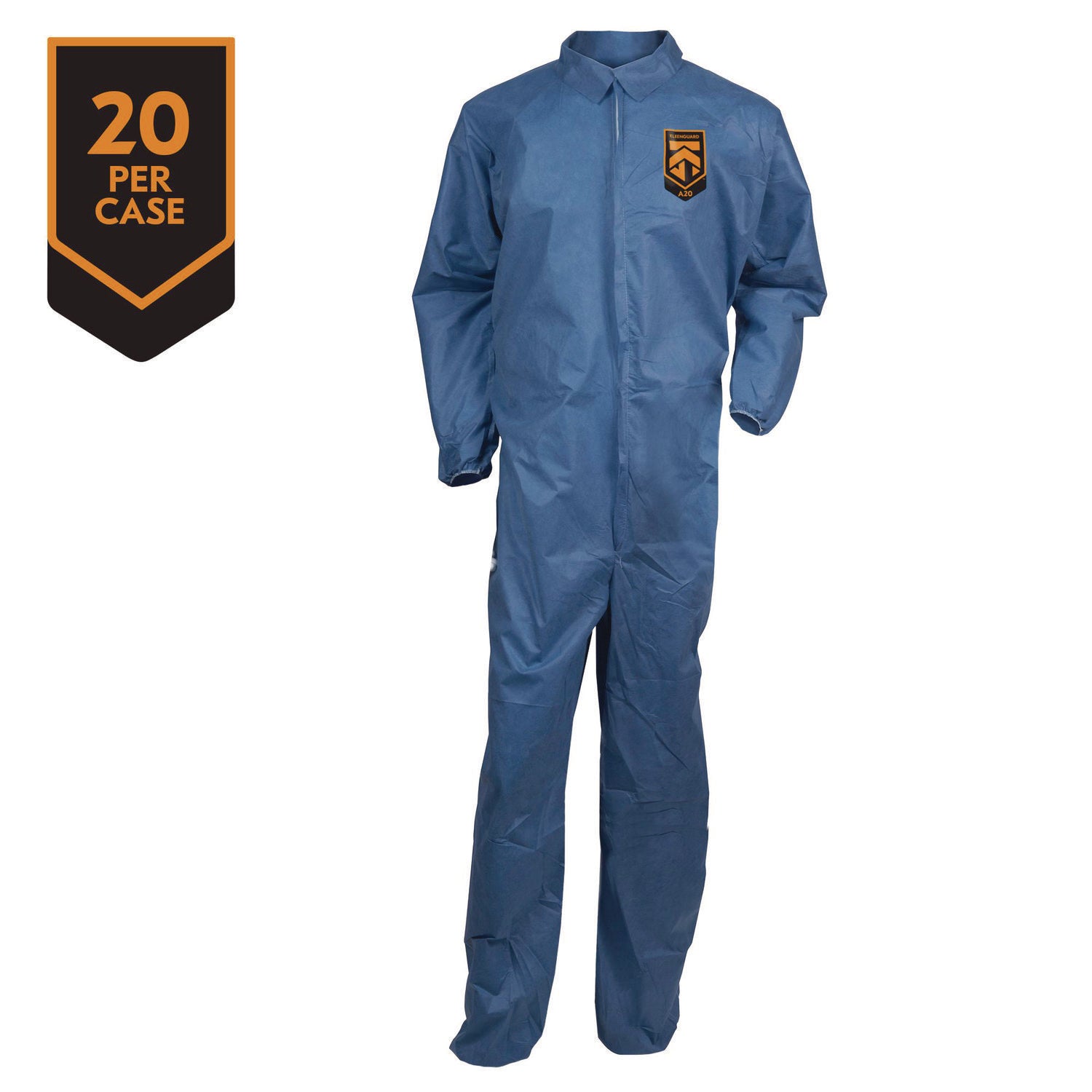 KleenGuard™ A20 Breathable Particle Protection Coveralls, Zip Front, Elastic Back, Wrists, Ankles, 3X-Large, Blue, 20/Carton