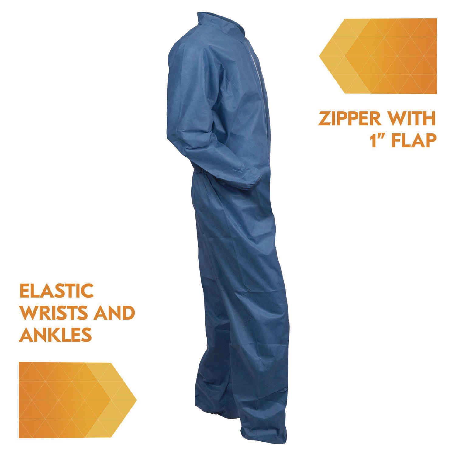 KleenGuard™ A20 Breathable Particle Protection Coveralls, Zip Front, Elastic Back, Wrists, Ankles, 3X-Large, Blue, 20/Carton