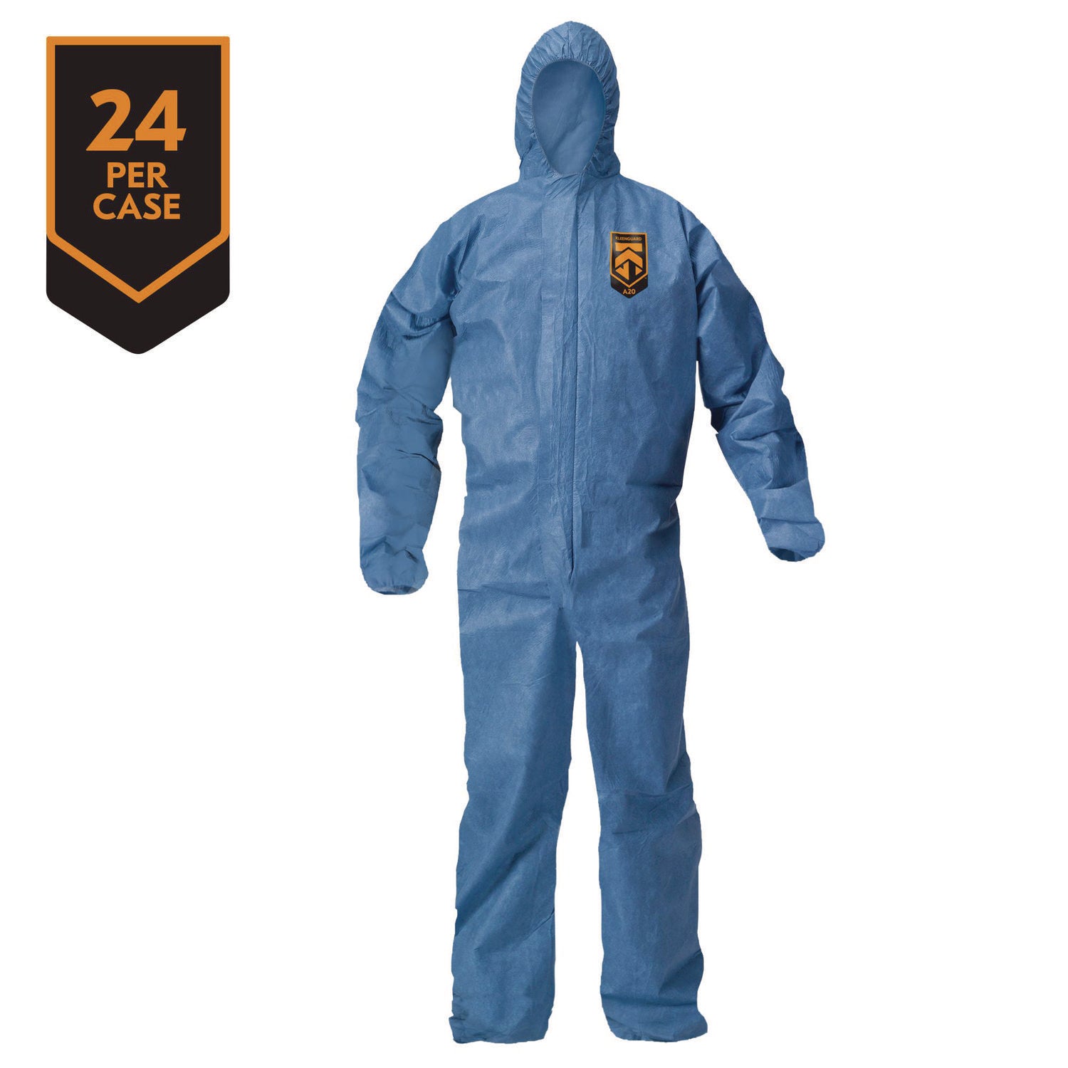KleenGuard™ A20 Breathable Particle Protection Coveralls, Zip Front, Hood, Elastic Back, Wrists, Ankles, 2X-Large, Blue, 24/Carton