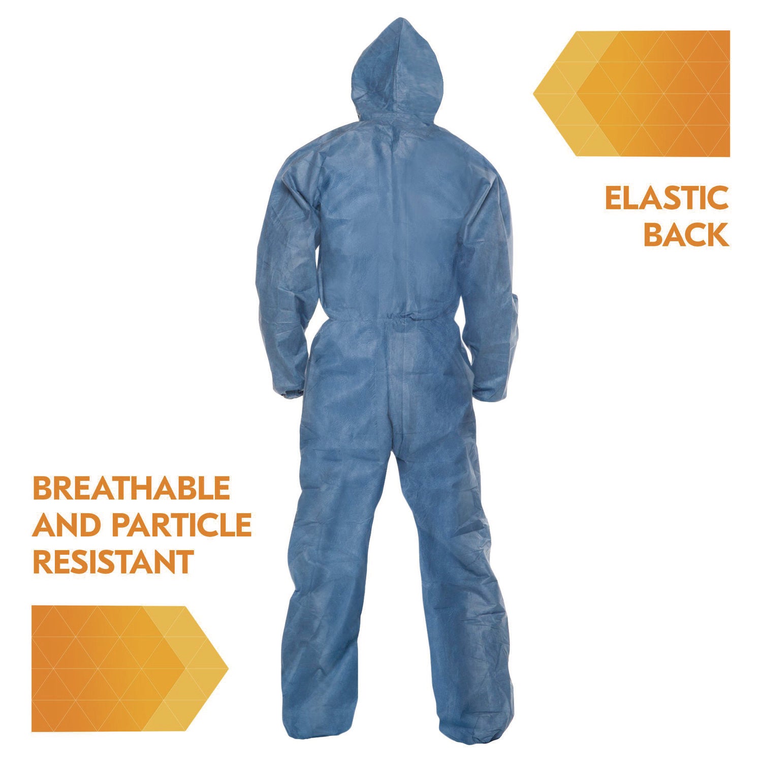KleenGuard™ A20 Breathable Particle Protection Coveralls, Zip Front, Hood, Elastic Back, Wrists, Ankles, 3X-Large, Blue, 20/Carton