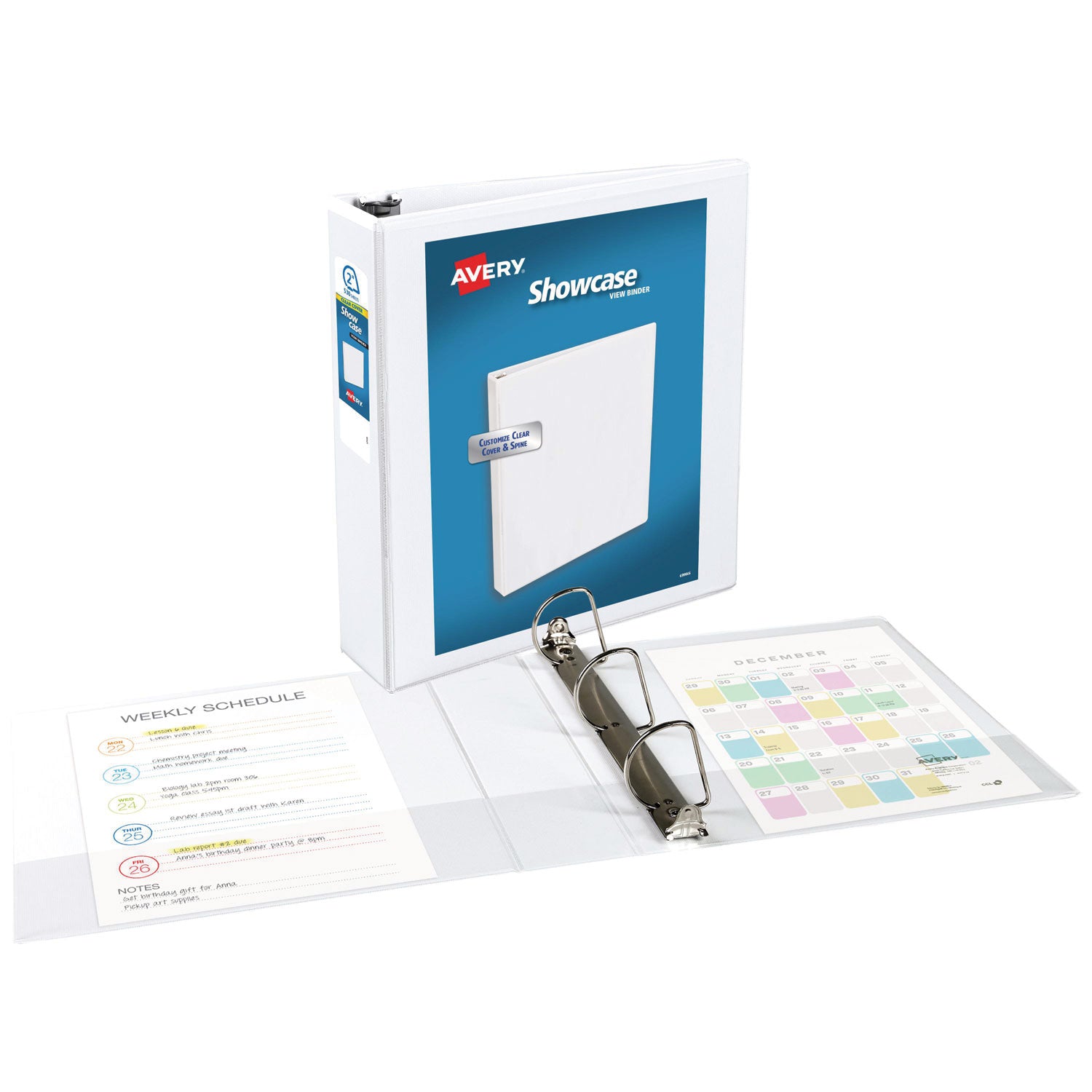Avery® Showcase Economy View Binders with Slant Rings, 3 Rings, 2" Capacity, 11 x 8.5, White