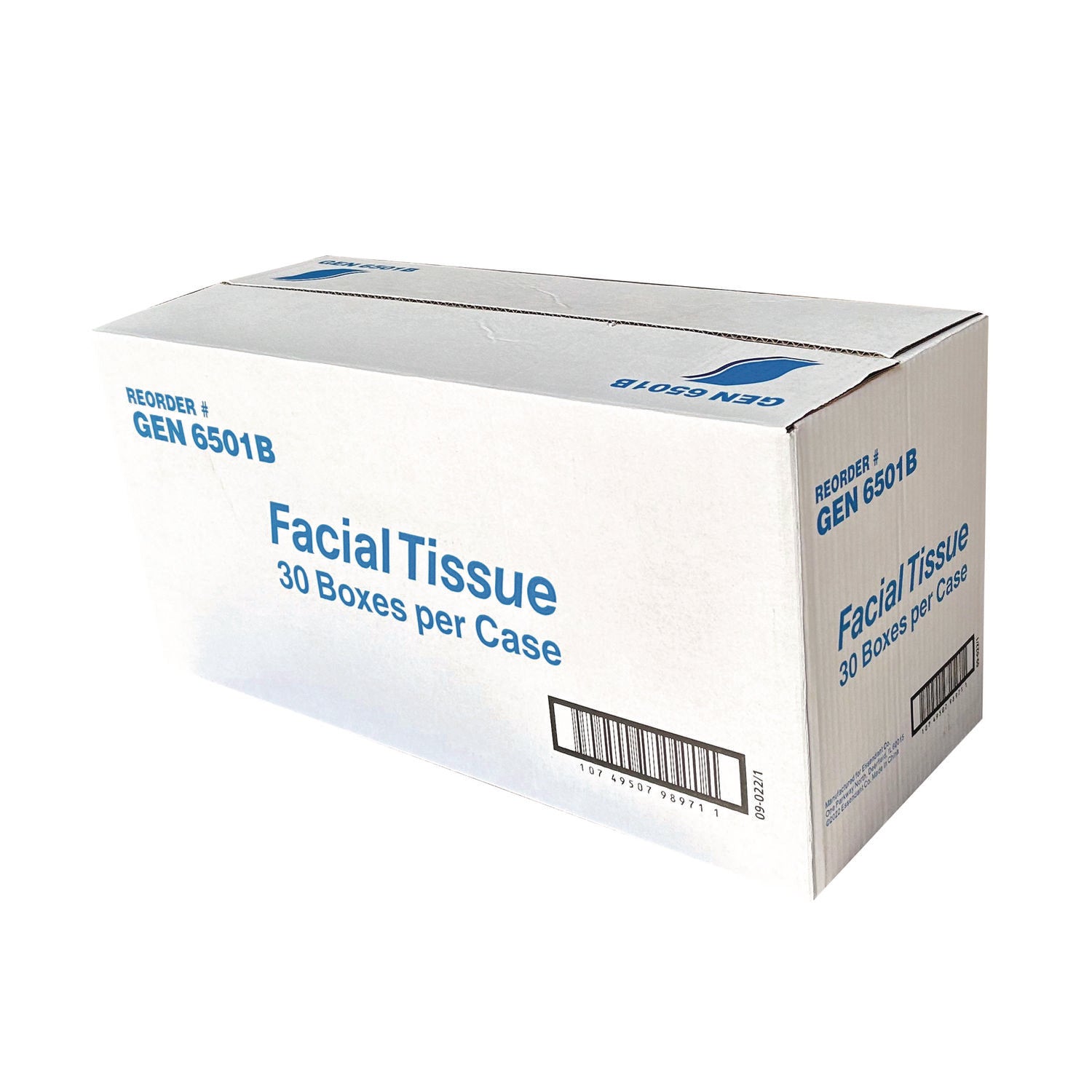 GEN Facial Tissue, 2-Ply, White, Flat Box, 100 Sheets/Box, 30 Boxes/Carton