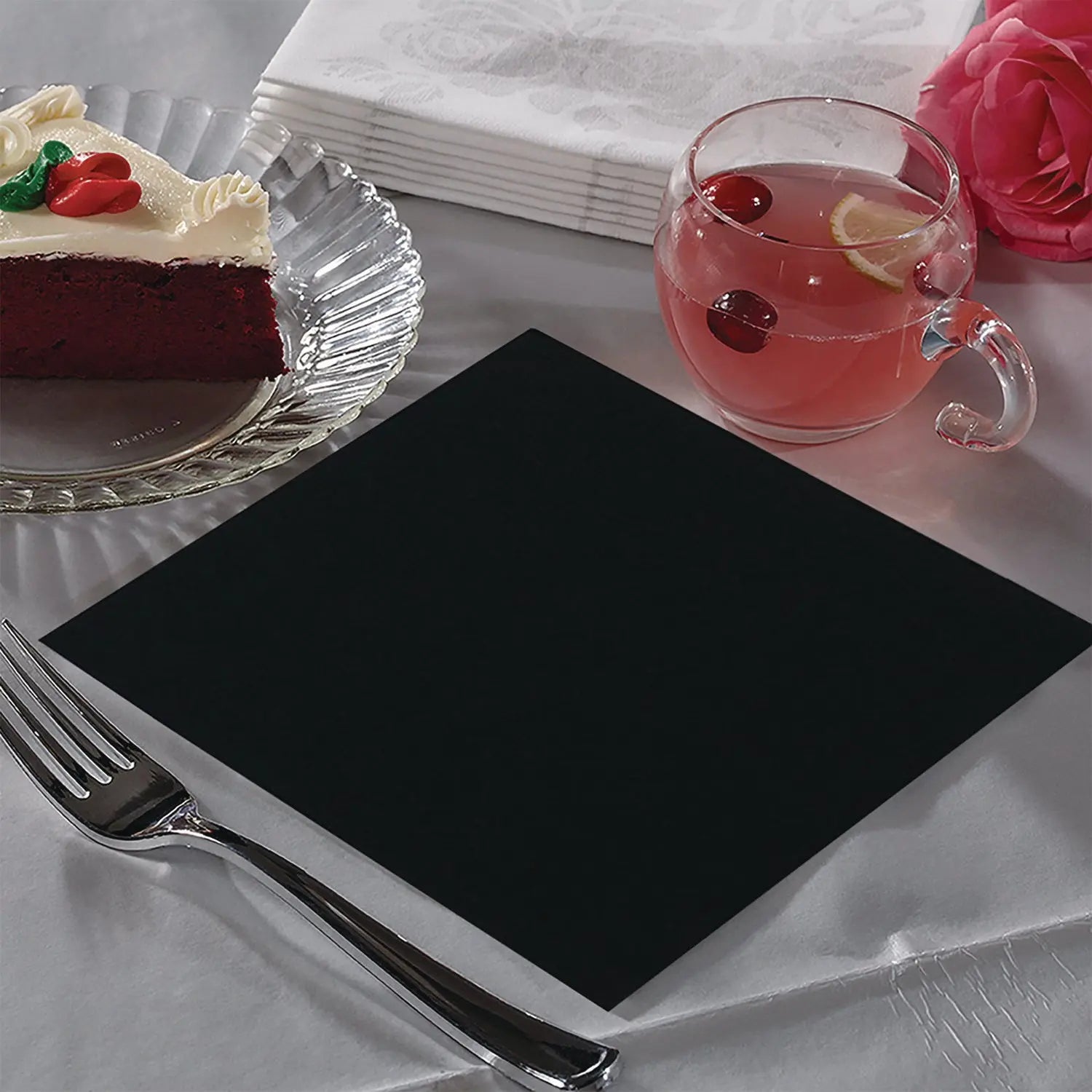 Beverage Napkins, 1-Ply, 9 x 9, Black, 4,000/Carton Paterson Flipcost