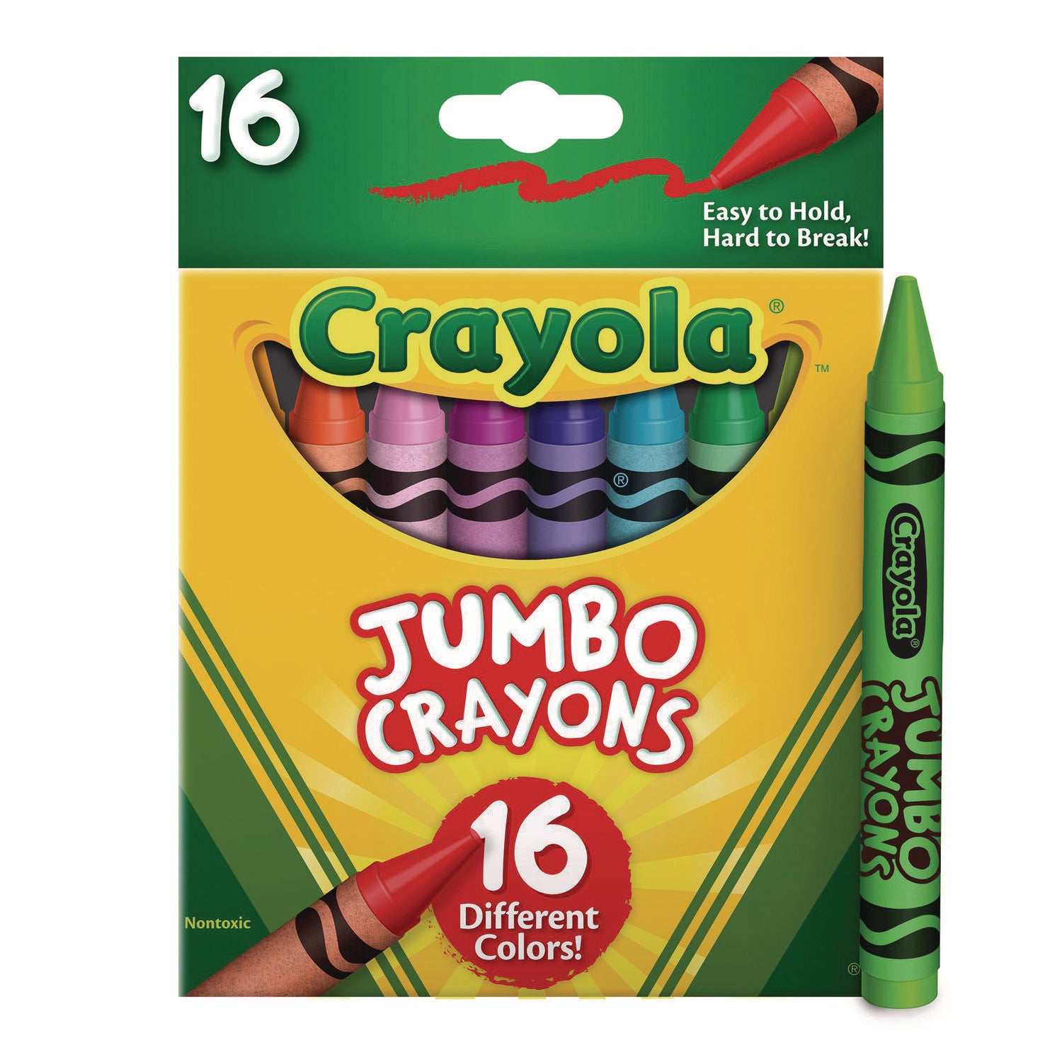 Crayola® Jumbo Crayons, Assorted, 16/box