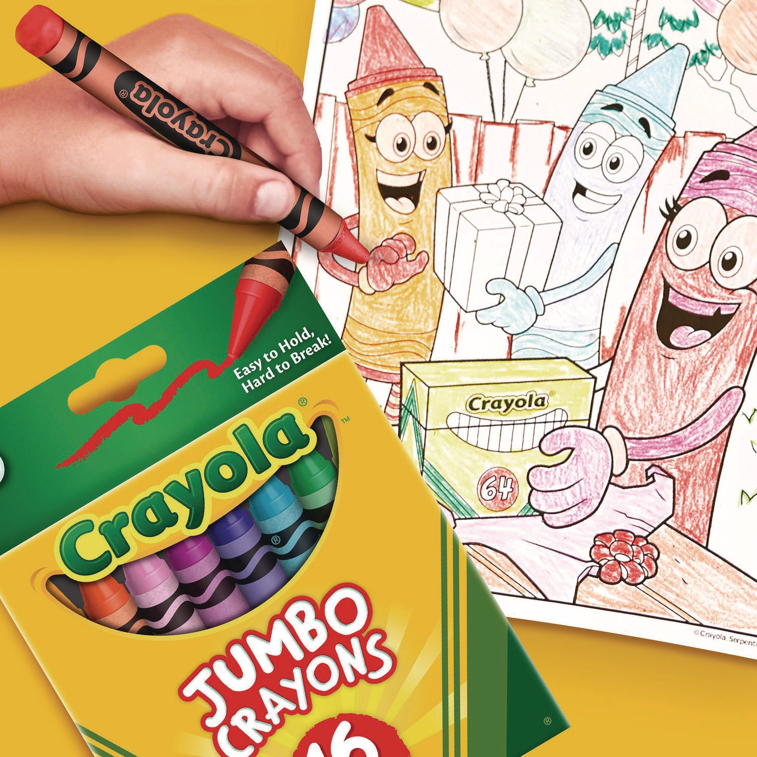Crayola® Jumbo Crayons, Assorted, 16/box