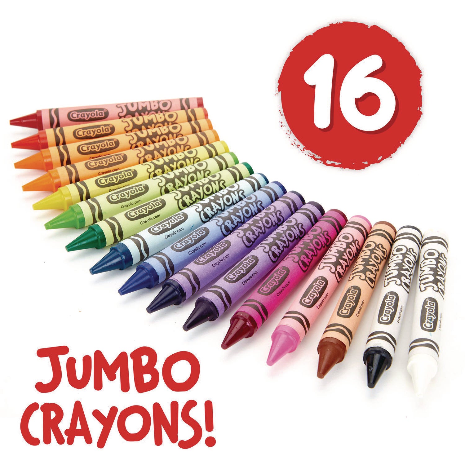 Crayola® Jumbo Crayons, Assorted, 16/box