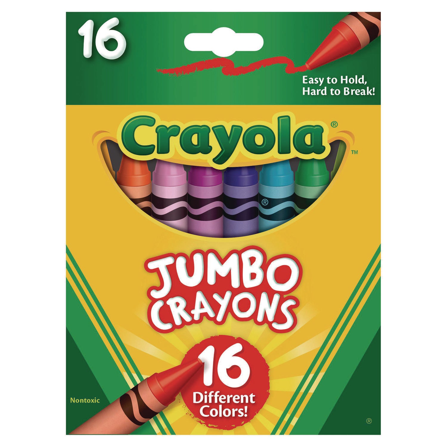 Jumbo Crayons, Assorted, 16/Box