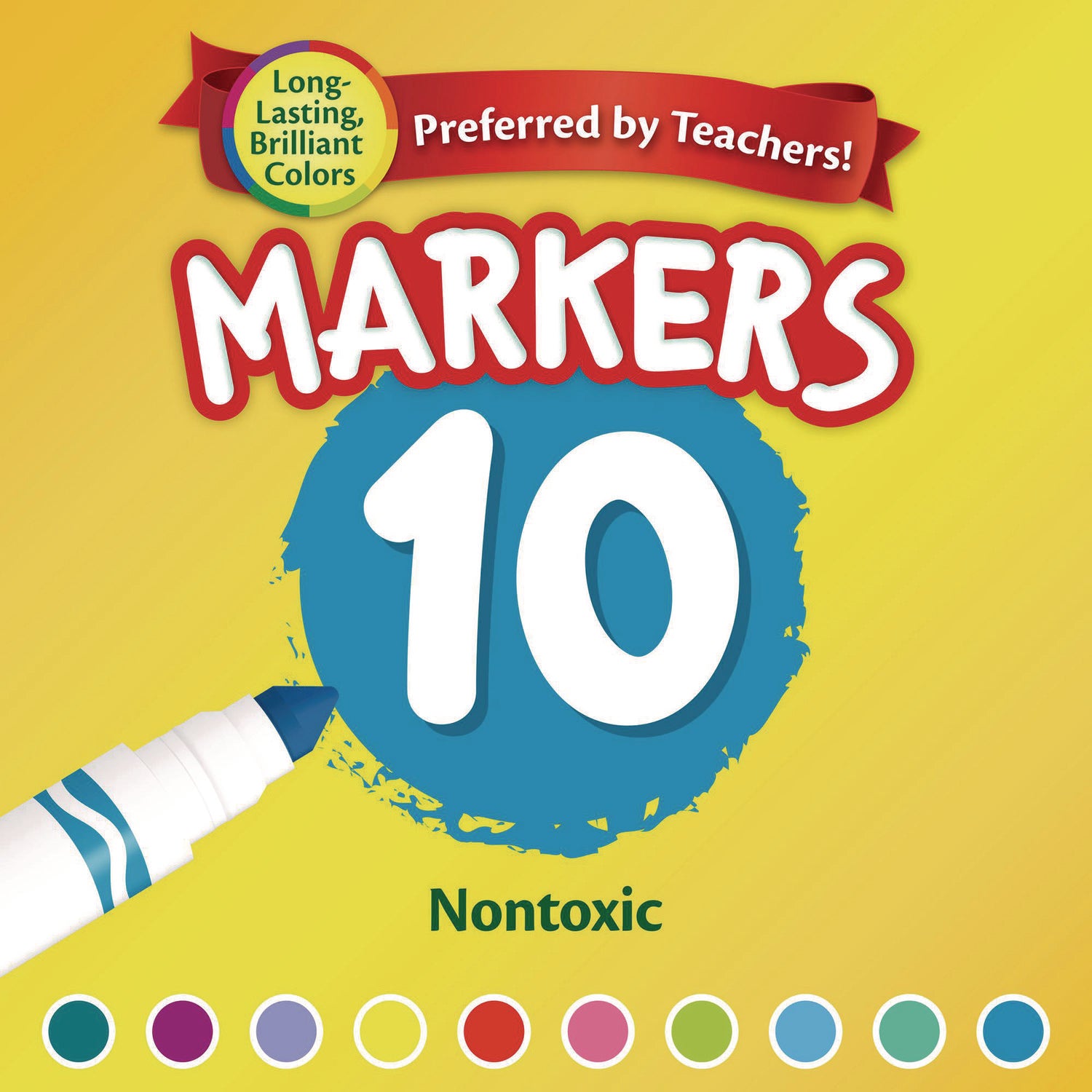 Crayola® Non-Washable Marker, Broad Bullet Tip, Assorted Tropical Colors, 10/pack