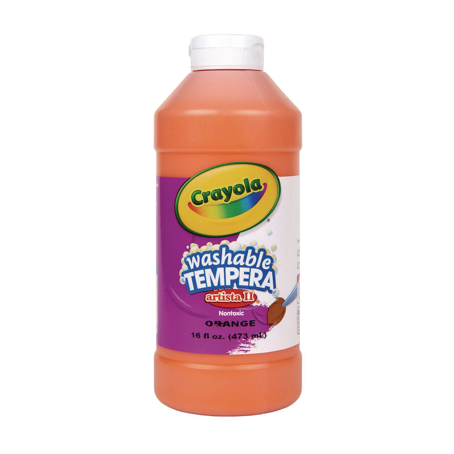 Artista II Washable Tempera Paint, Orange, 16 oz Bottle