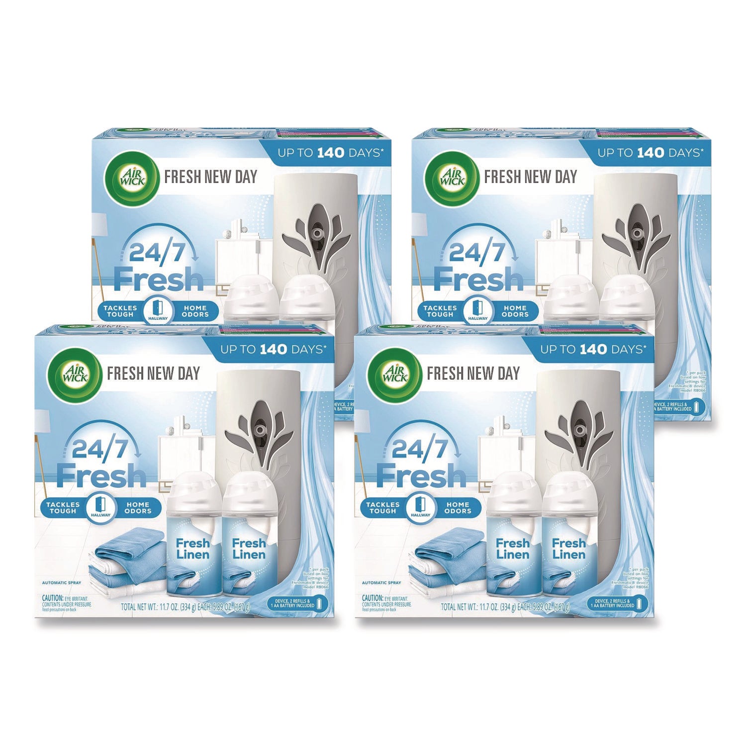 Freshmatic Ultra Automatic Starter Kit, 3.19 x 8.44 x 7.75, White/Gray, Fresh Linen, 4/Carton