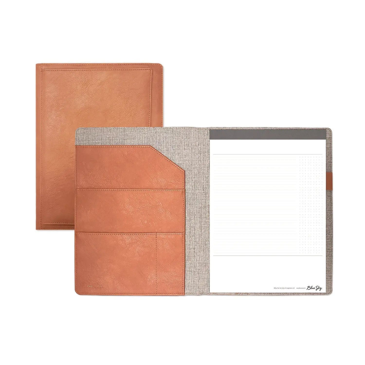 ASMBLD Professional Faux Leather Padfolio, 8.5 x 11 Pad, 9.45 x 12.13, Snap Closure, Tan