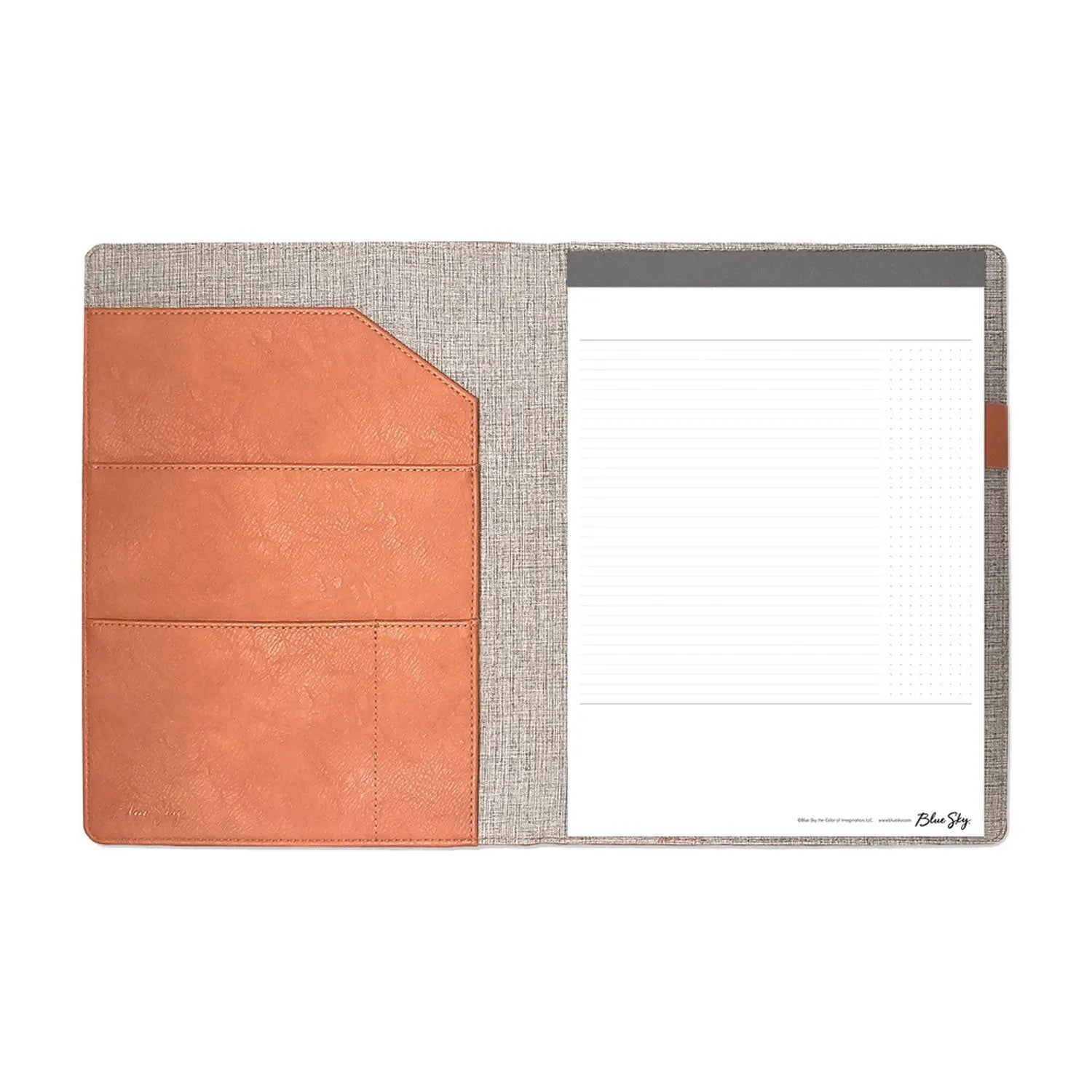 ASMBLD Professional Faux Leather Padfolio, 8.5 x 11 Pad, 9.45 x 12.13, Snap Closure, Tan Blue Sky® Flipcost