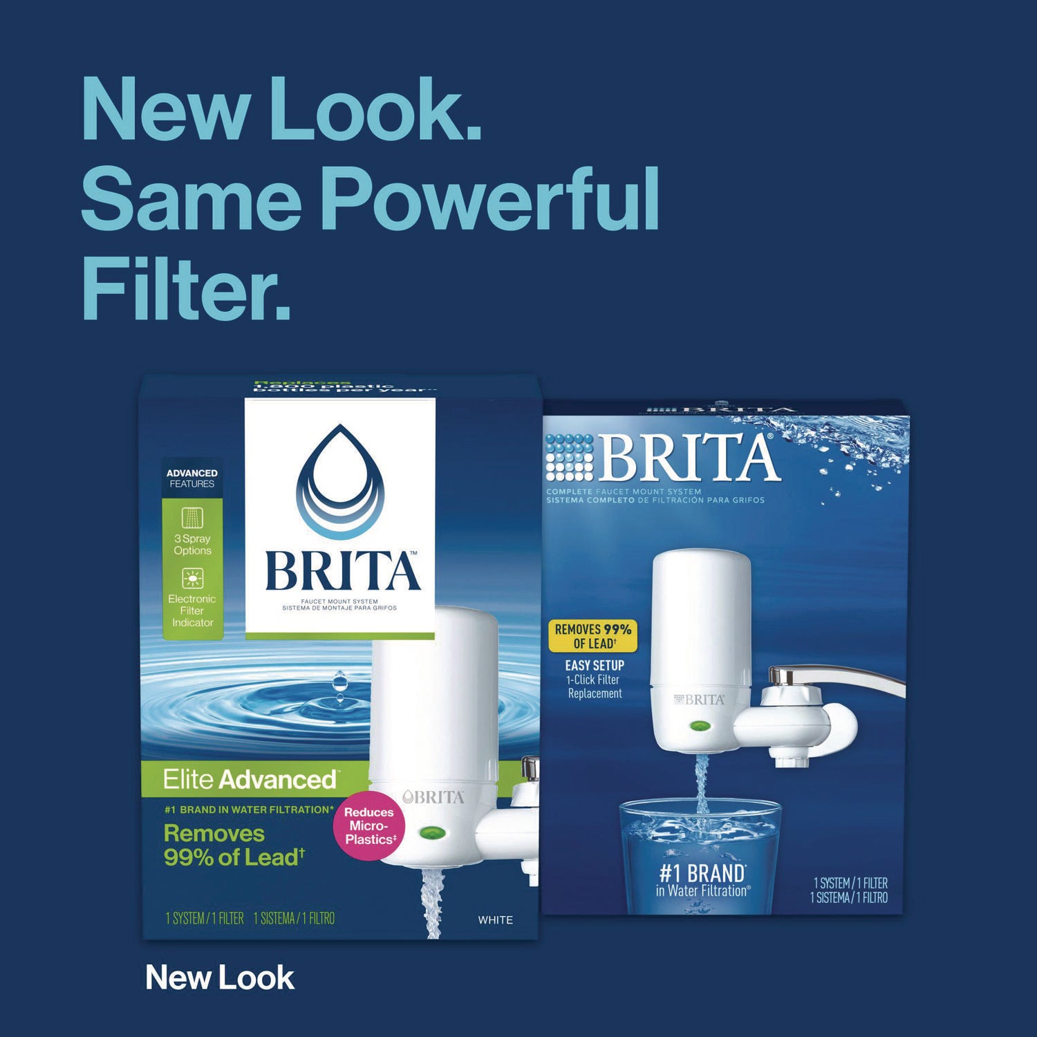 Brita® Water Faucet Mount Filtration System, Filter Change Reminder, White, 4/Carton