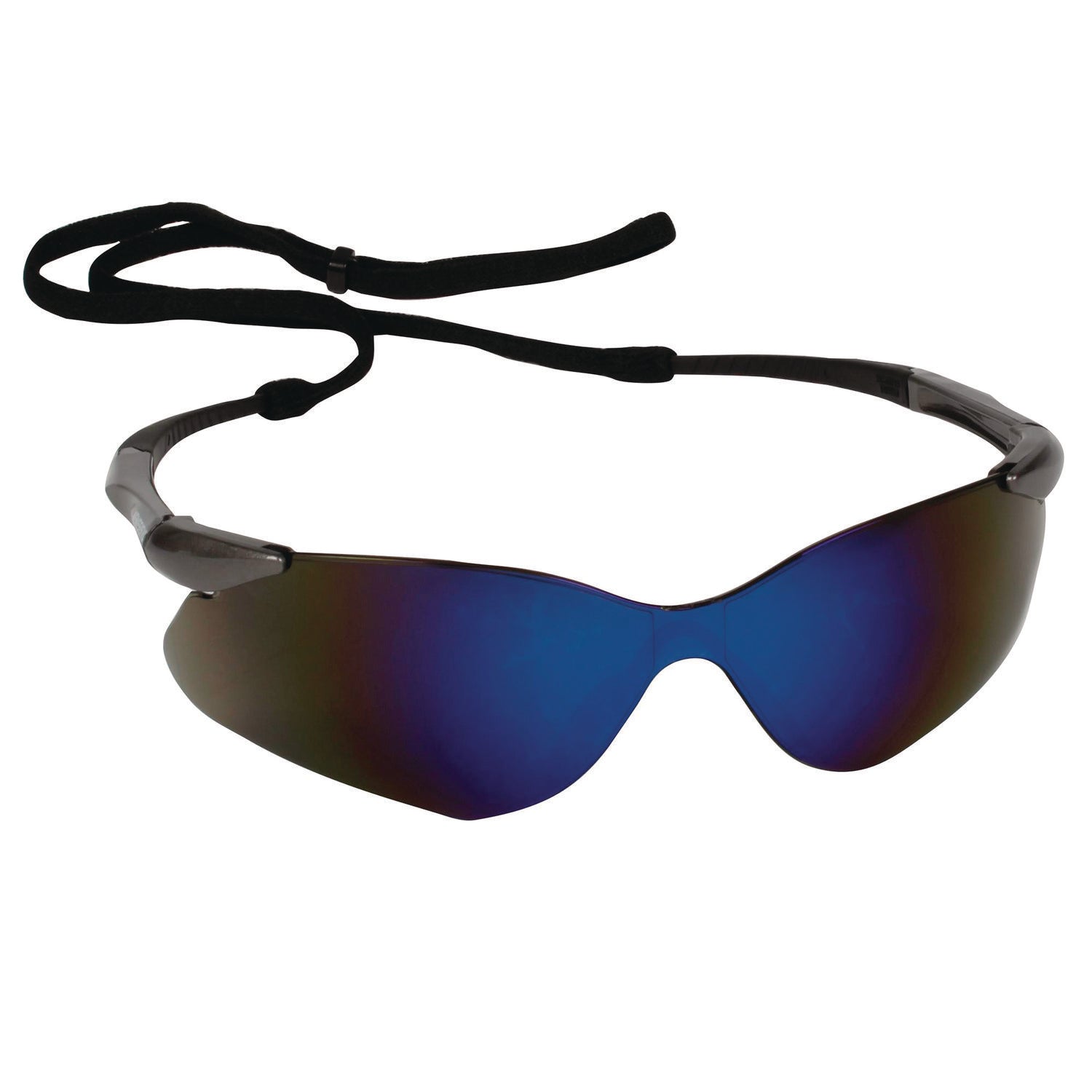 KleenGuard™ Nemesis Safety Glasses, Gunmetal Nylon Frame, Blue Polycarbonate Lens