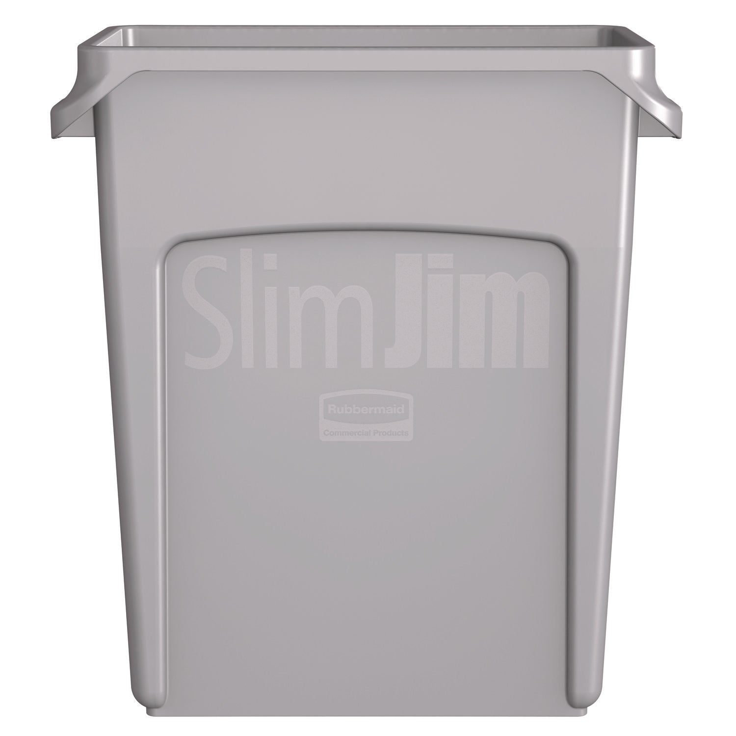 Rubbermaid® Commercial Slim Jim Waste Container with Handles, 16 gal, Plastic, Light Gray