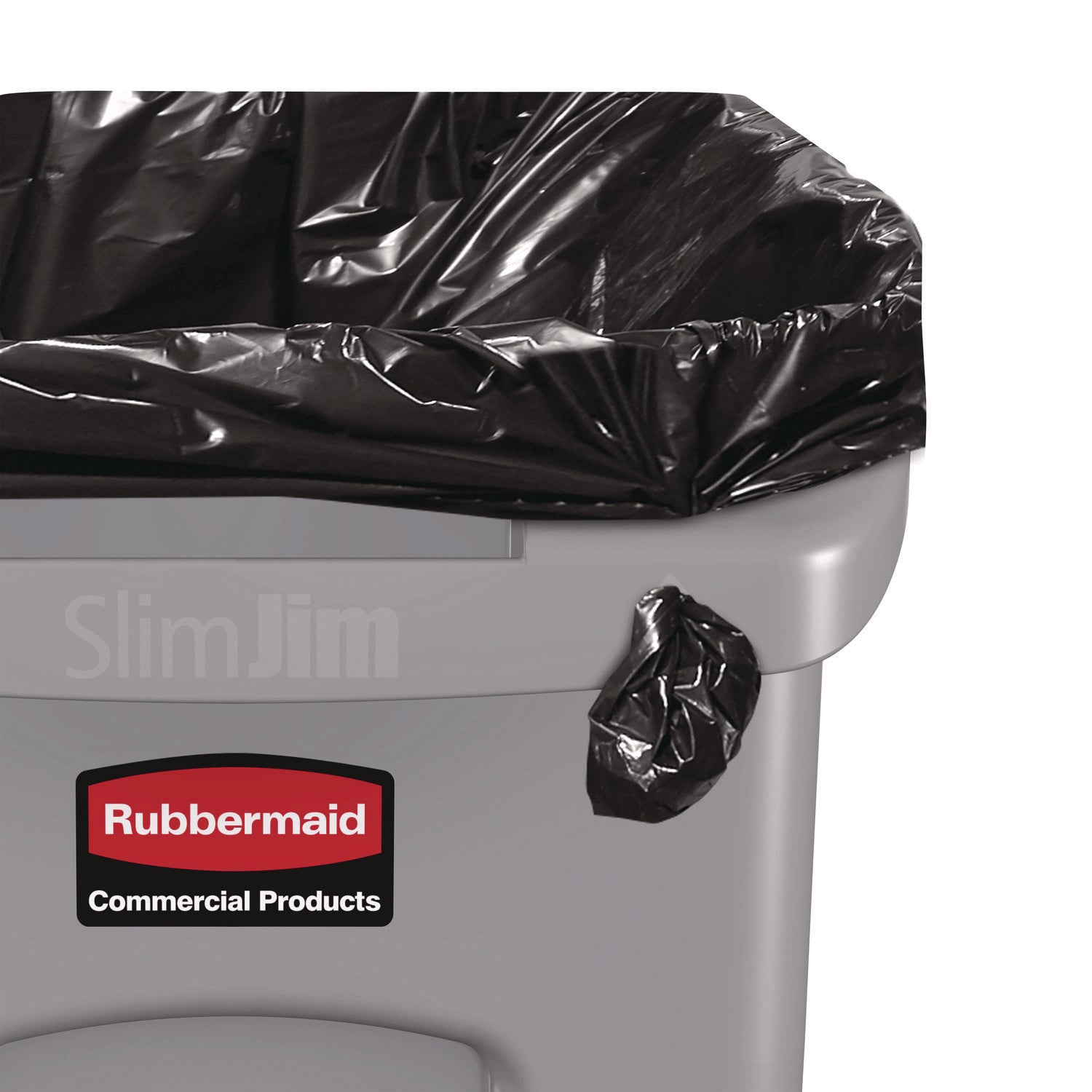 Rubbermaid® Commercial Slim Jim Waste Container with Handles, 16 gal, Plastic, Light Gray
