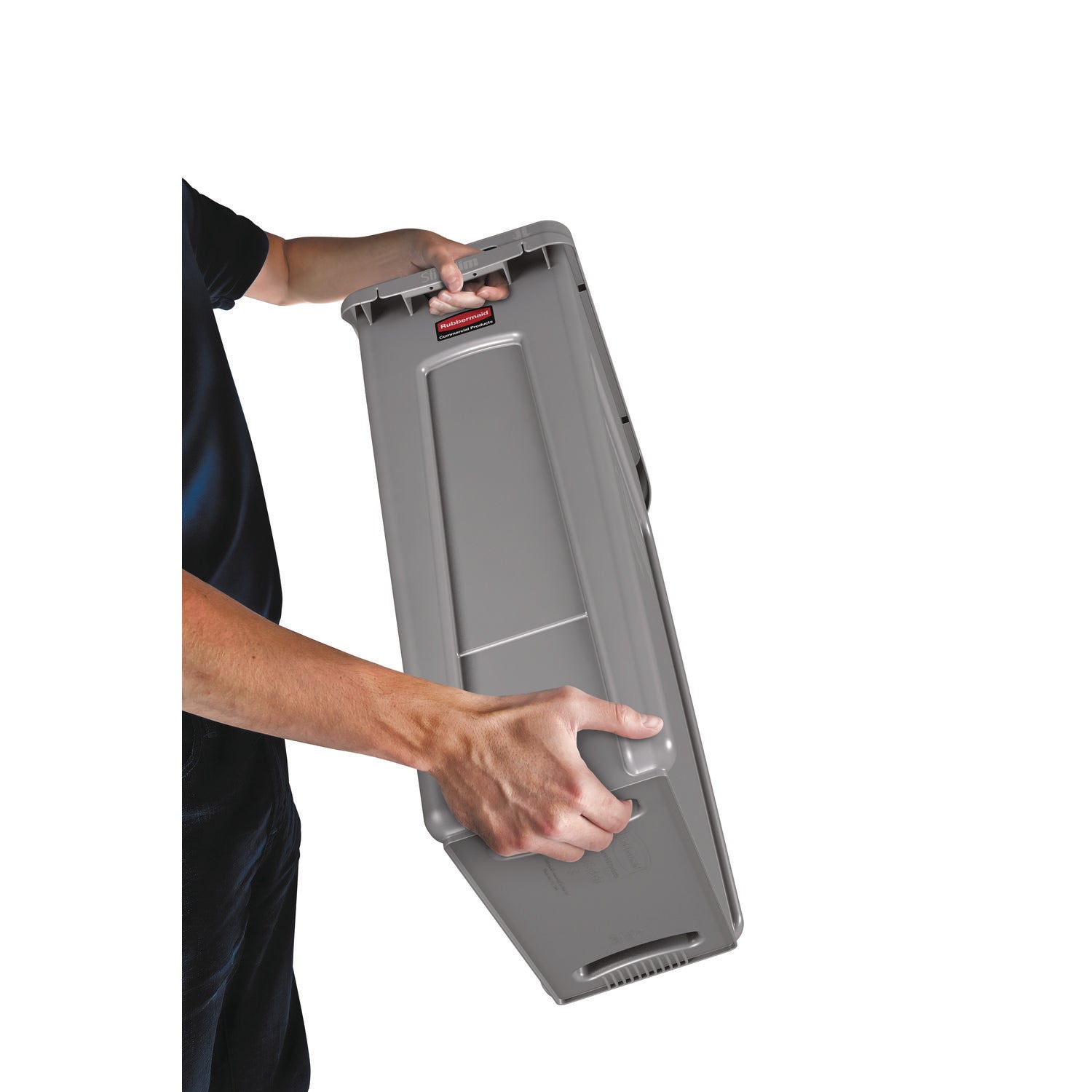 Rubbermaid® Commercial Slim Jim Waste Container with Handles, 16 gal, Plastic, Light Gray