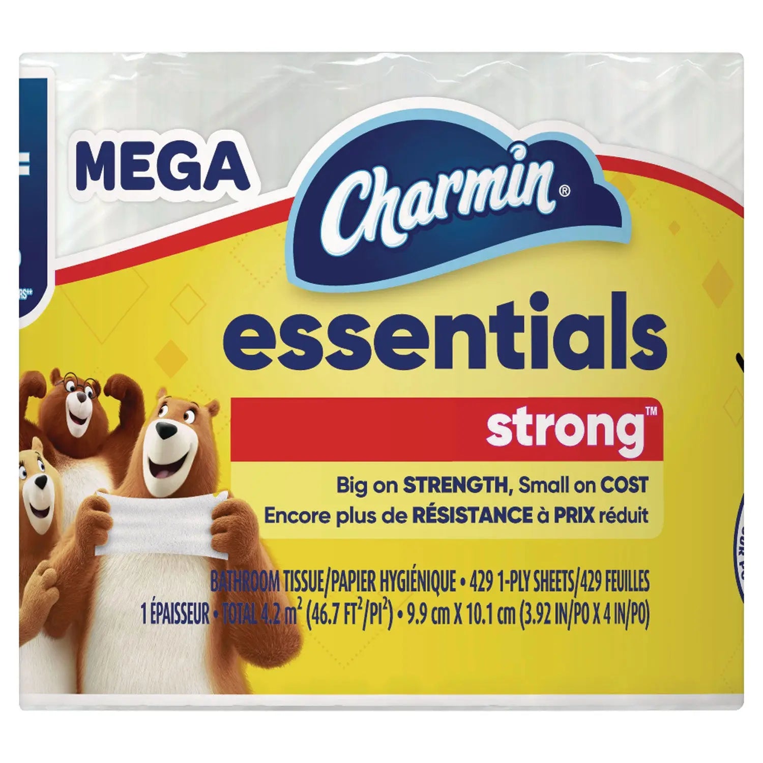 Essentials Strong Bathroom Tissue, Septic Safe, 1-Ply, White, 429/Roll, 36 Rolls/Carton Charmin® Flipcost