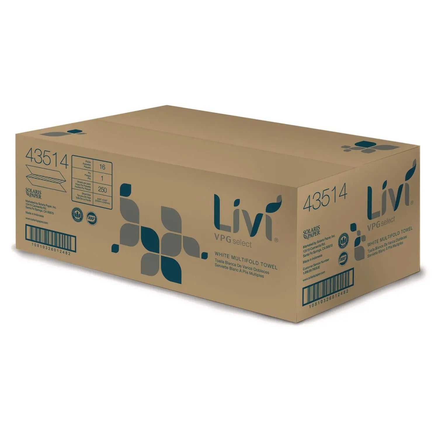 Multifold Towel, 1-Ply, 9.45 x, 9.06, White, 250/Pack, 16 Packs/Carton Livi® VPG Select Flipcost