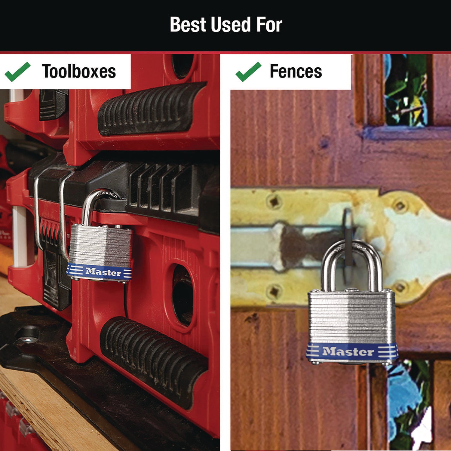 Master Lock® Four-Pin Tumbler Lock, Laminated Steel Body, 1.56" Wide, Silver/Blue, 2 Keys