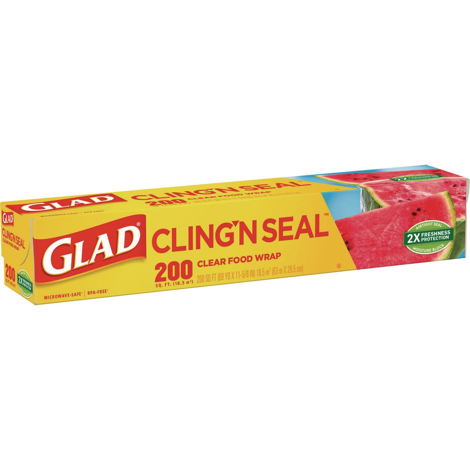 Glad® Cling'N Seal Plastic Food Wrap, 200 sq ft